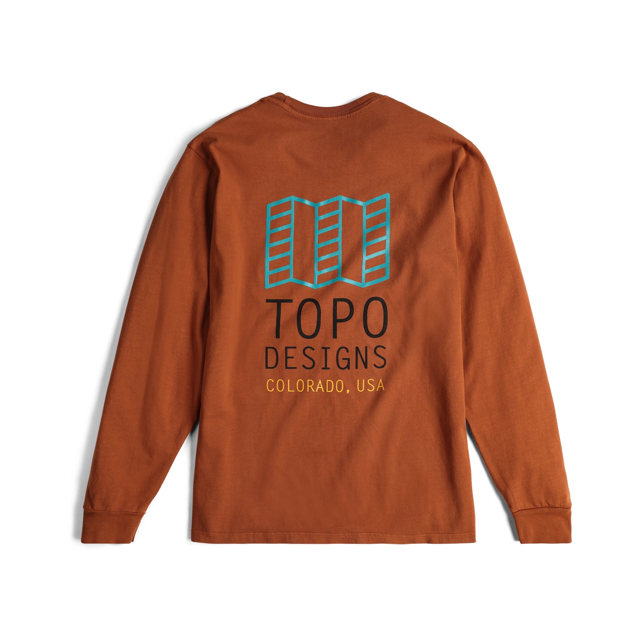 Topo Designs Herren Large Logo Tee 100% Bio-Baumwolle Langarm-T-Shirt in "Lehm"