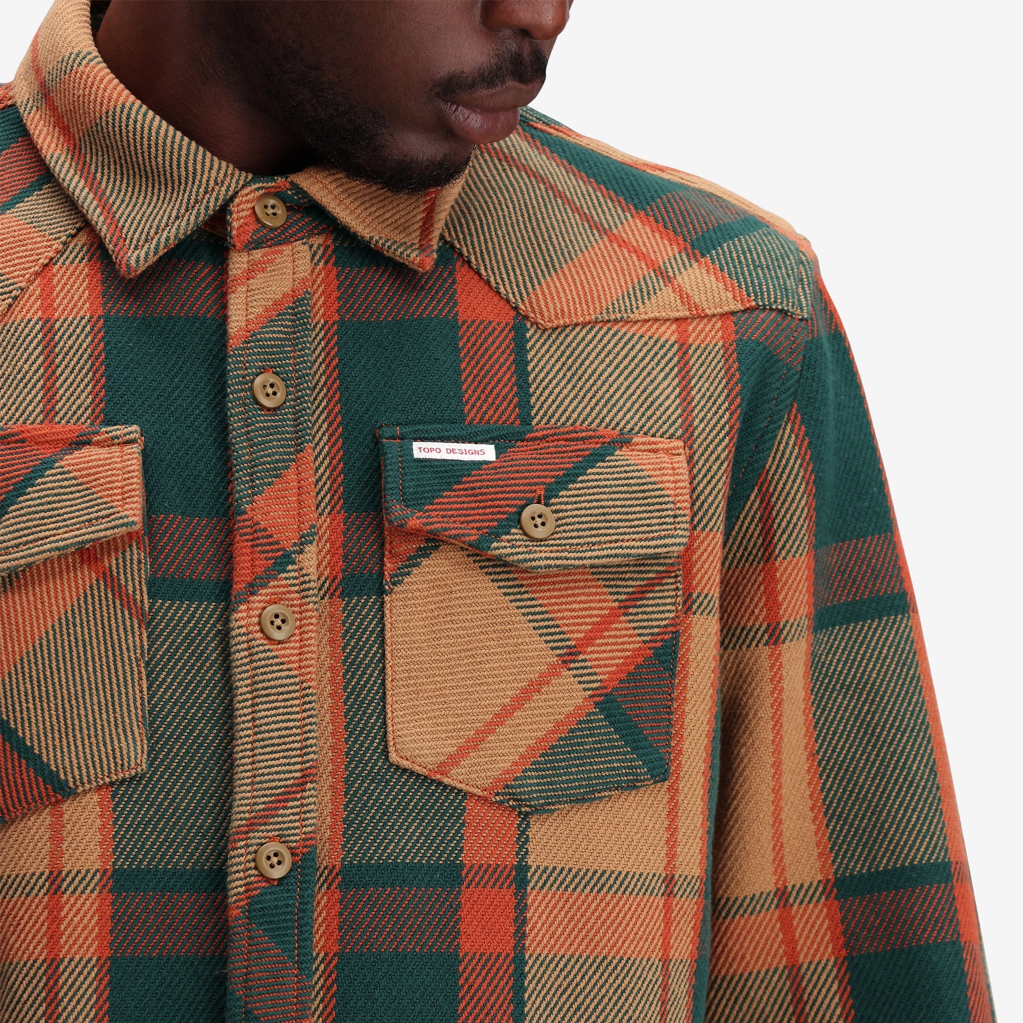 Gesamtansicht von Mountain Shirt Heavyweight in "Khaki Multi Plaid"