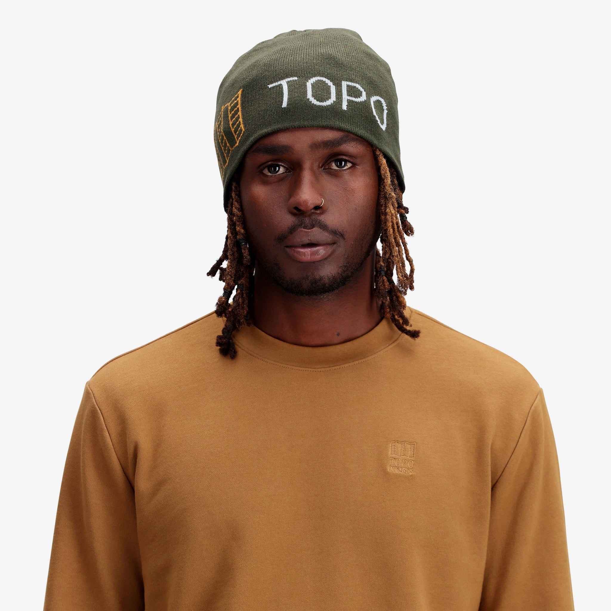 Topo Designs Slim Fitted Beanie "Holzkohle/Olive"