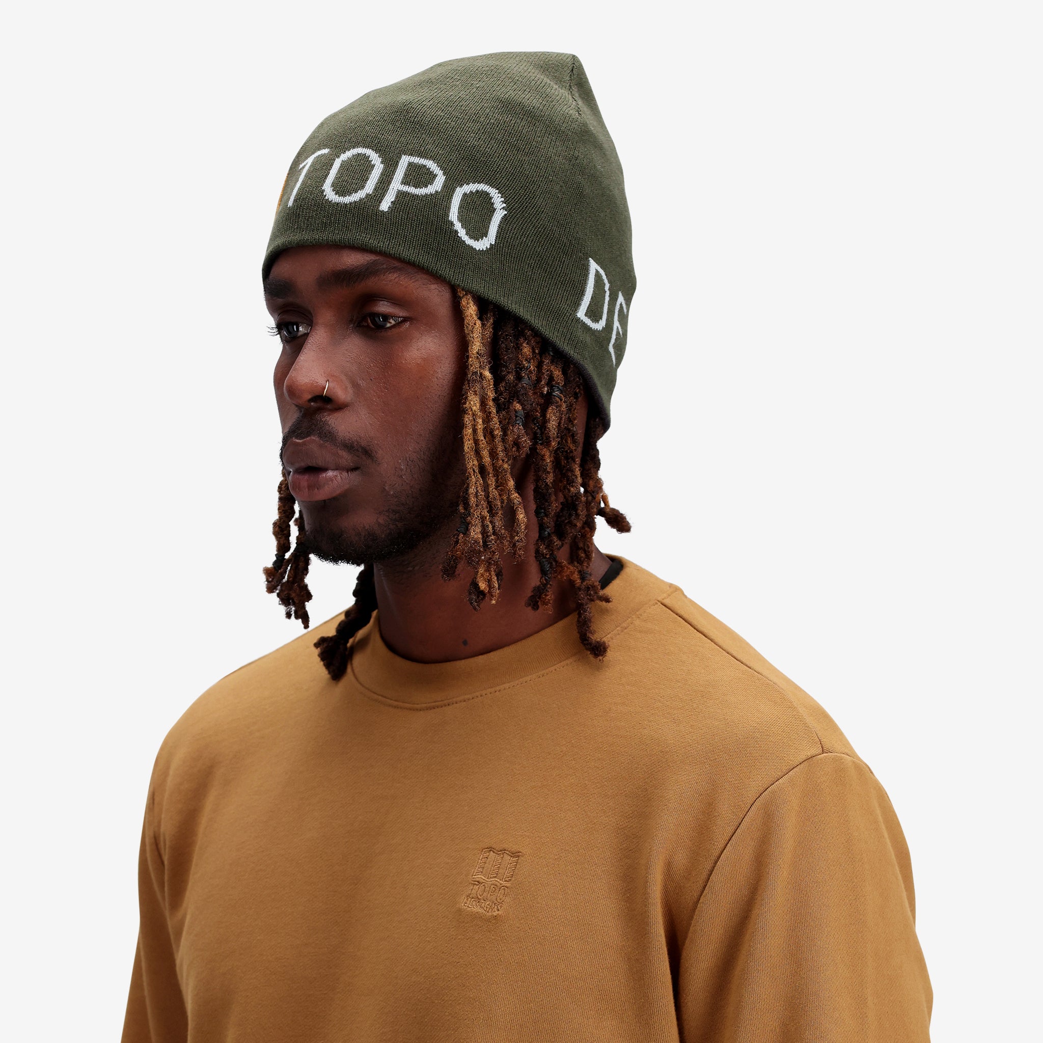 Topo Designs Slim Fitted Beanie "Holzkohle/Olive"