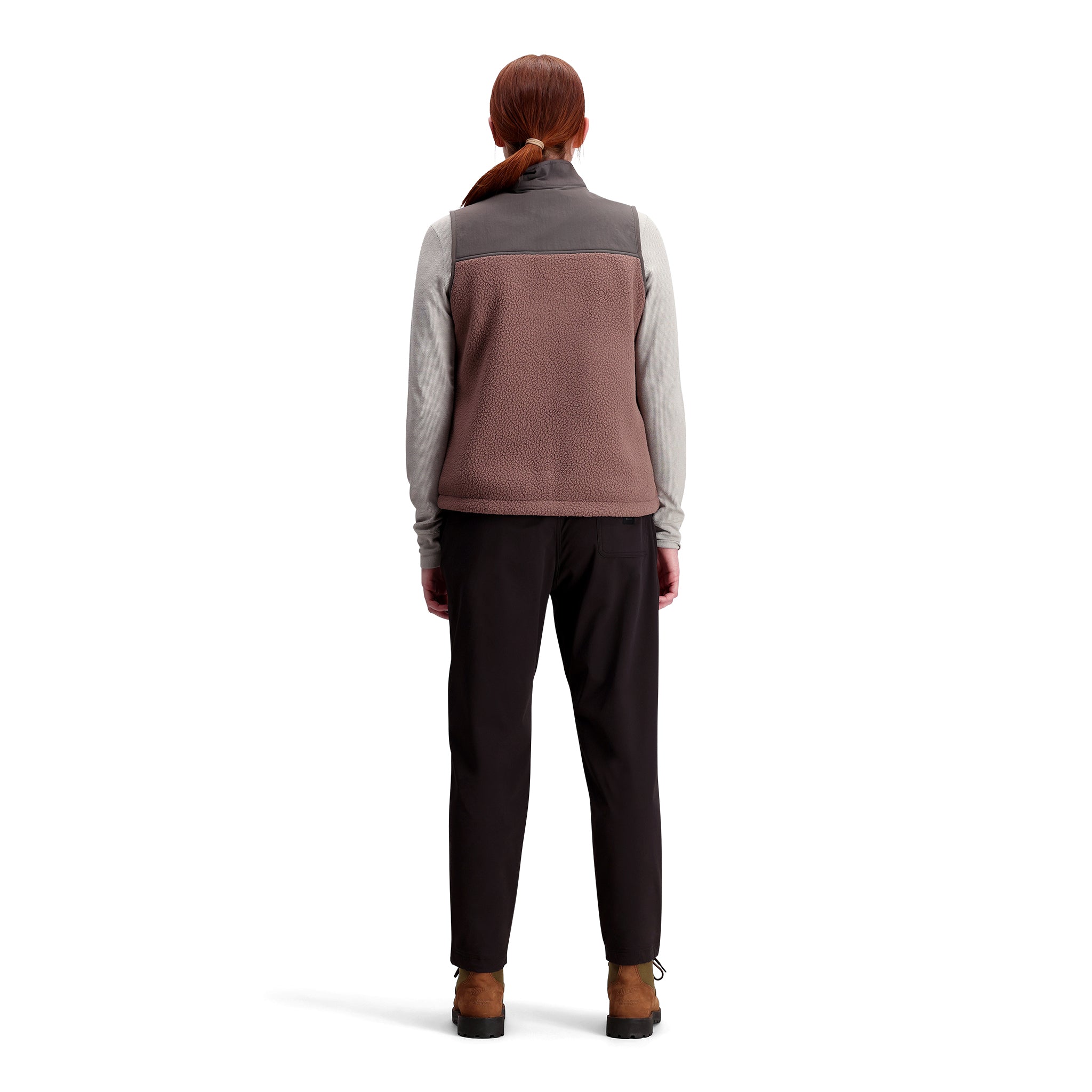 Gesamtansicht der Damen Subalpine Fleece Vest in "Peppercorn / Charcoal".