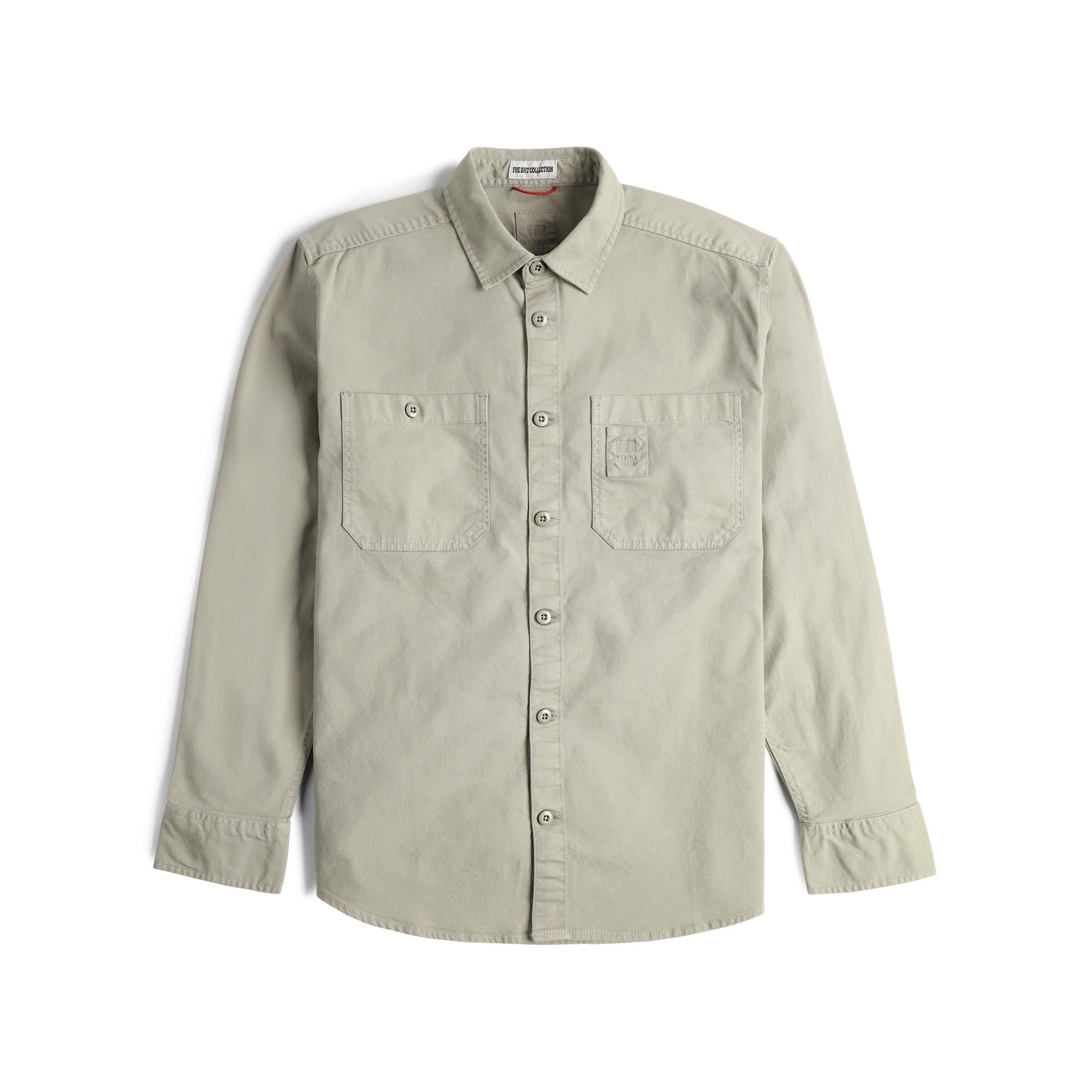 Vorderansicht des Topo Designs Dirt Overshirt - Herren  in "Dried Sage"