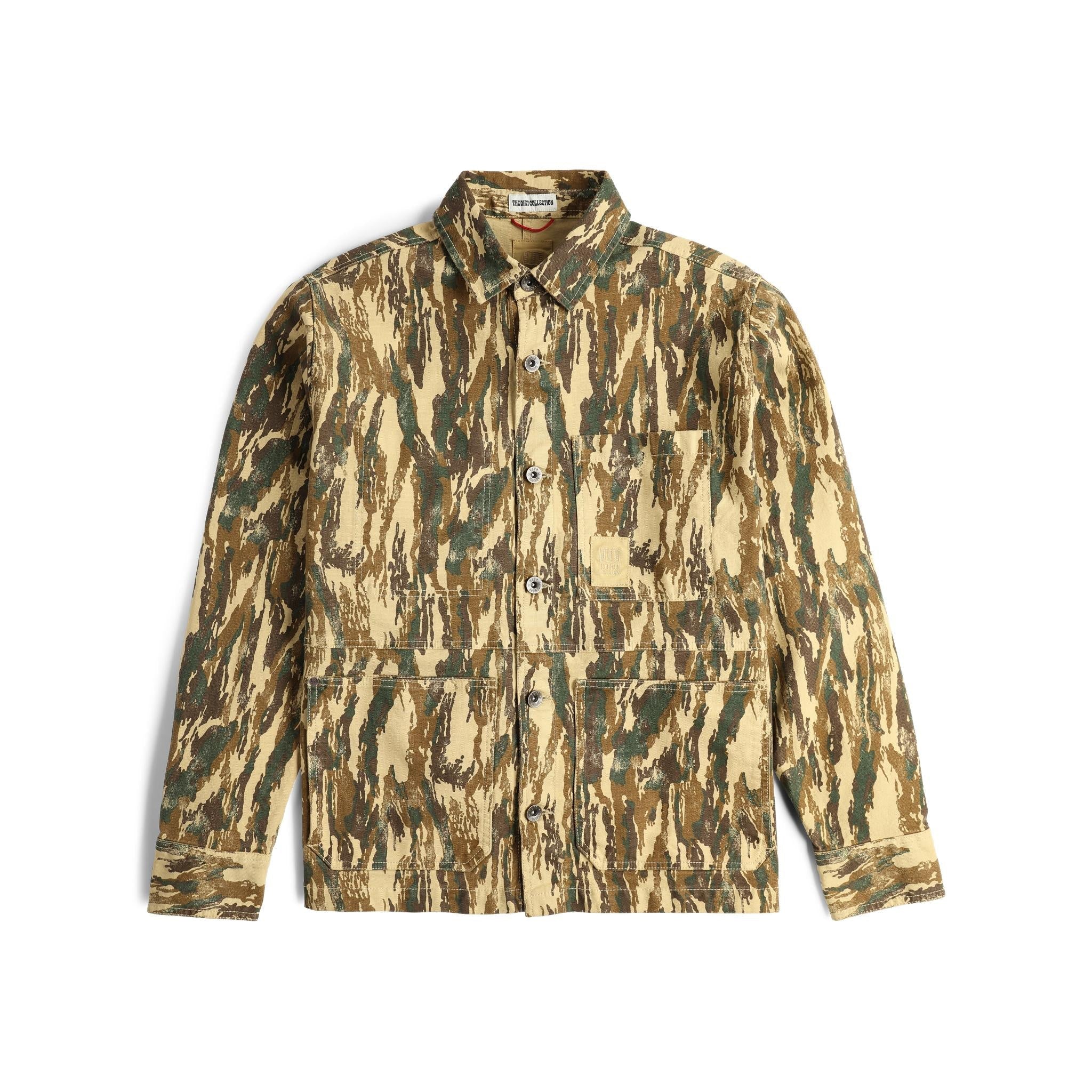 Vorderansicht der Topo Designs Dirt Utility Jacket - Herren  inDirt Camo Print"