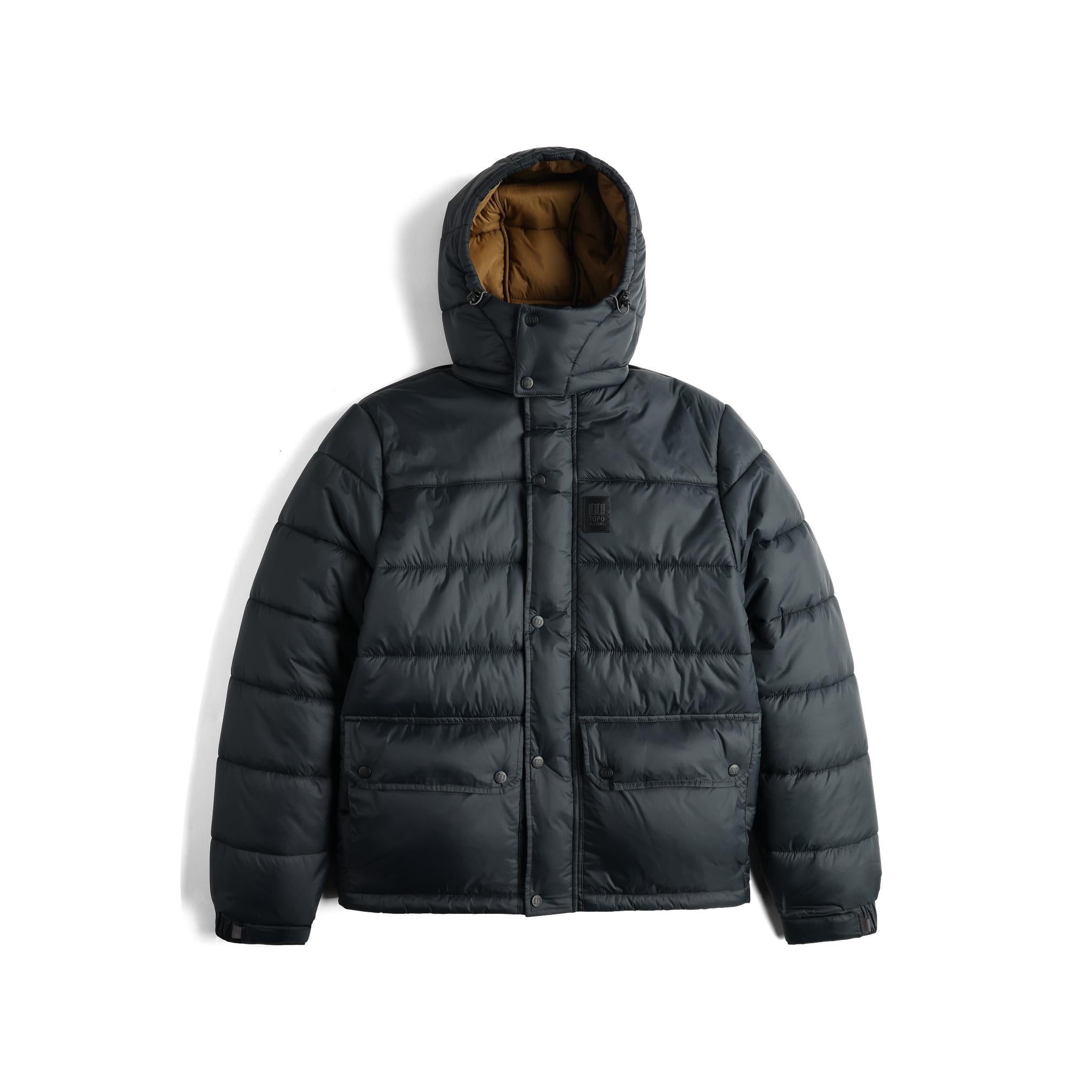 Vorderansicht der Topo Designs Retro Ridge Pufferjacke - Herren  in "Black / Black"