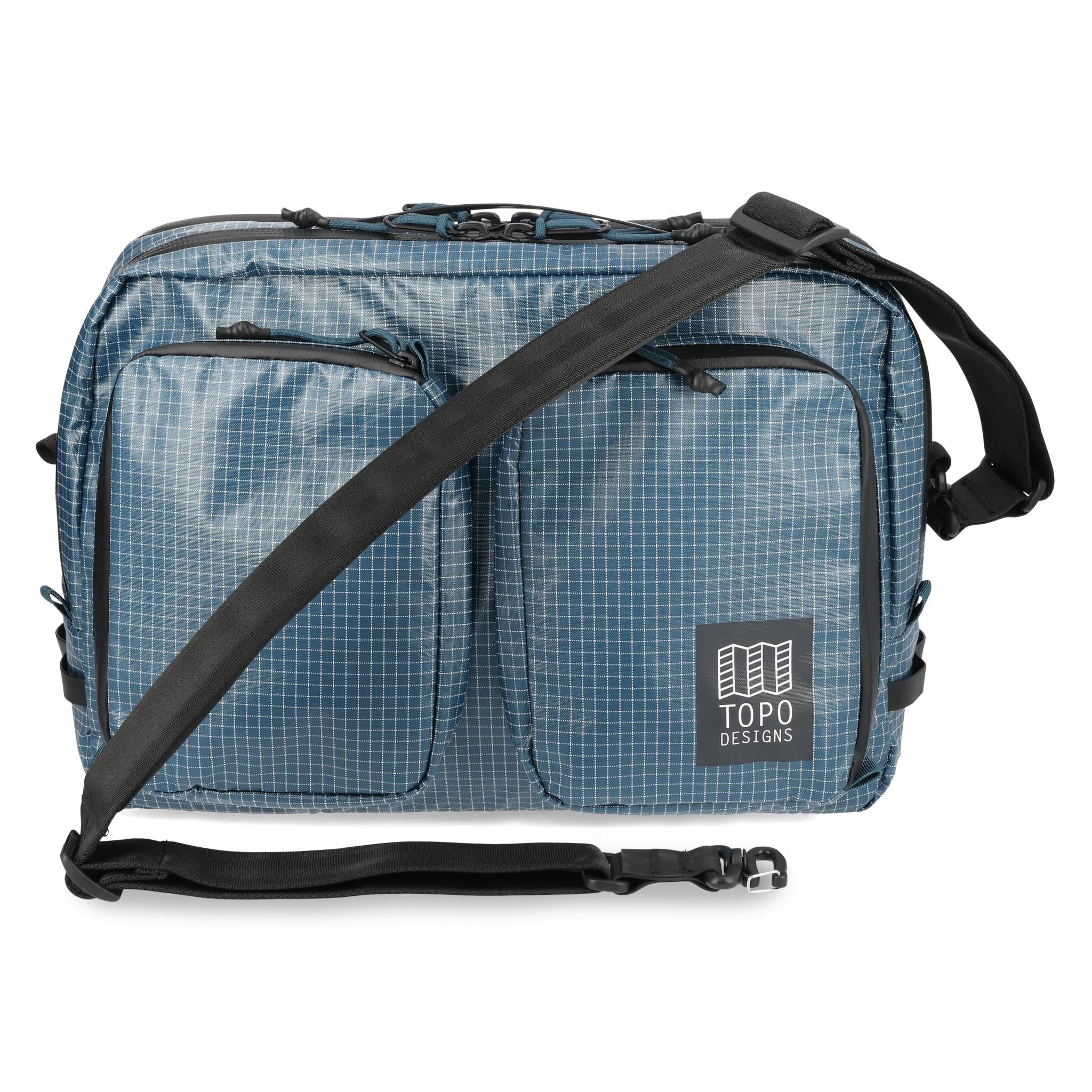 Detailaufnahme der Topo Designs Apex Briefcase in "Pond Blue"