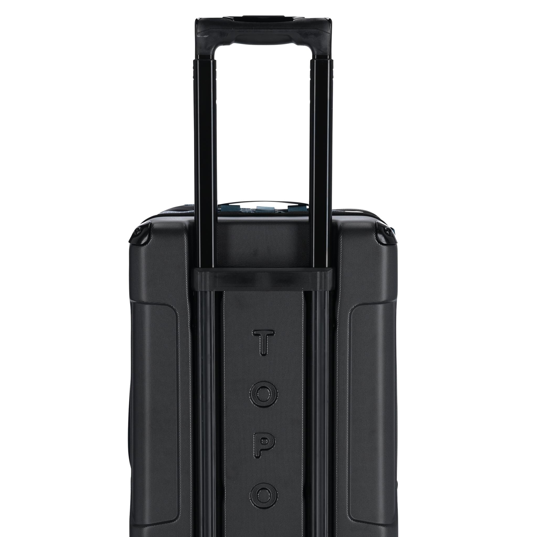 Detailaufnahme der Topo Designs Apex Travel Roller Bag in "Pond Blue"