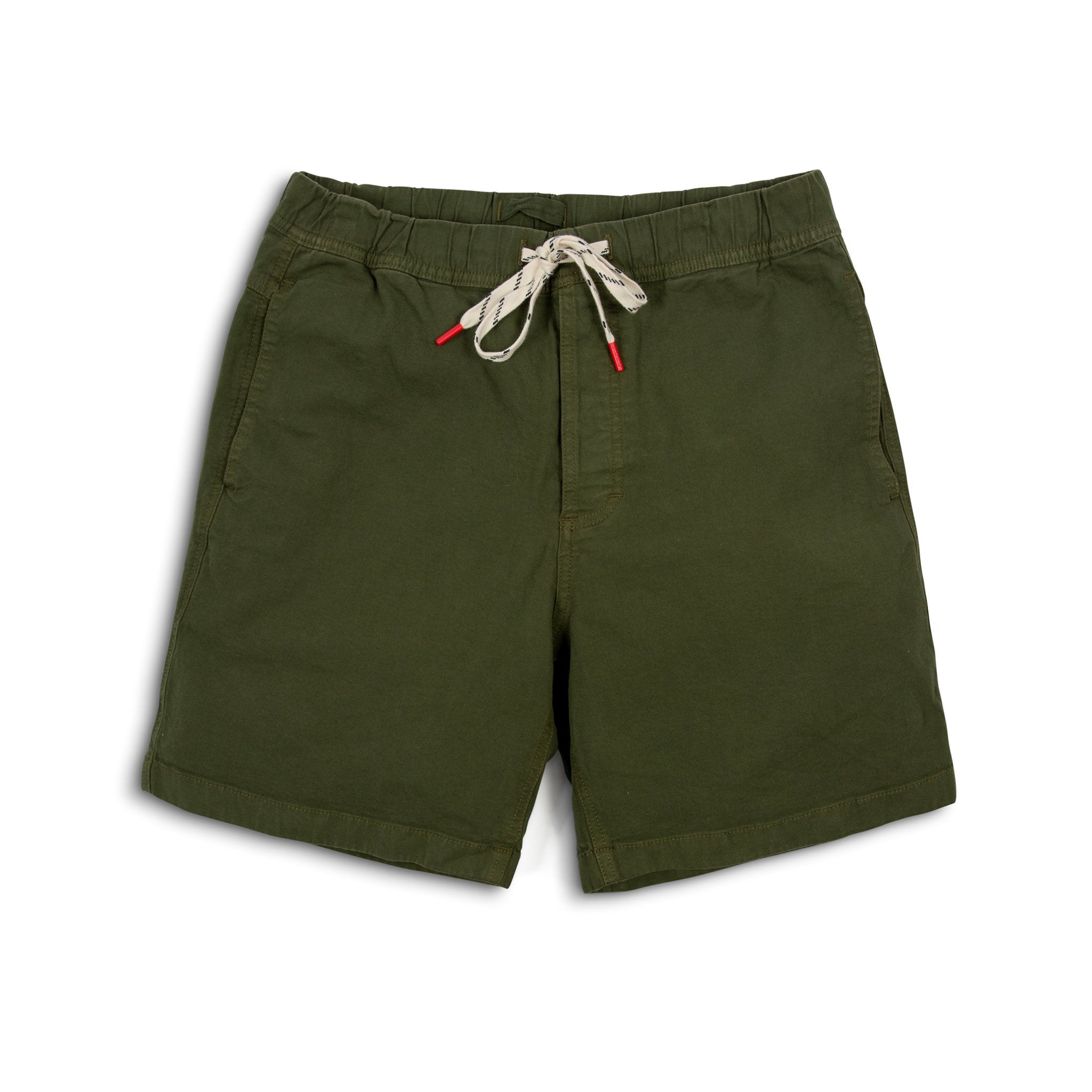 Topo Designs Herren Kordelzug Dirt Shorts 100% Bio-Baumwolle in "Olive" grün.