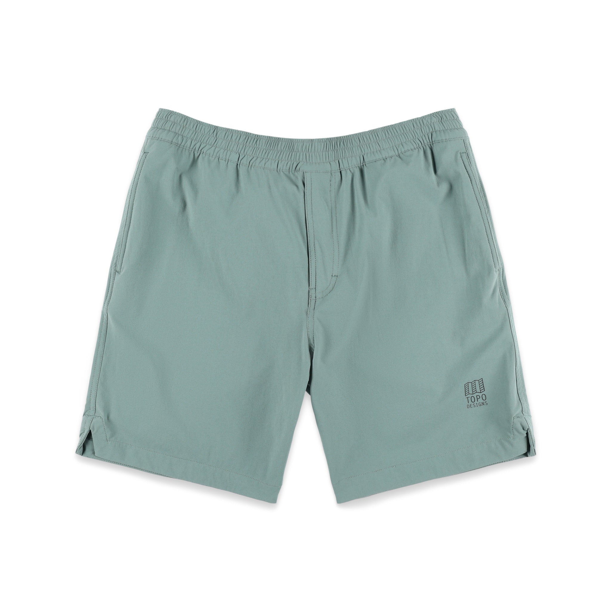 Topo Designs Herren Global leichte schnell trocknende Reiseshorts in "Slate" blau.