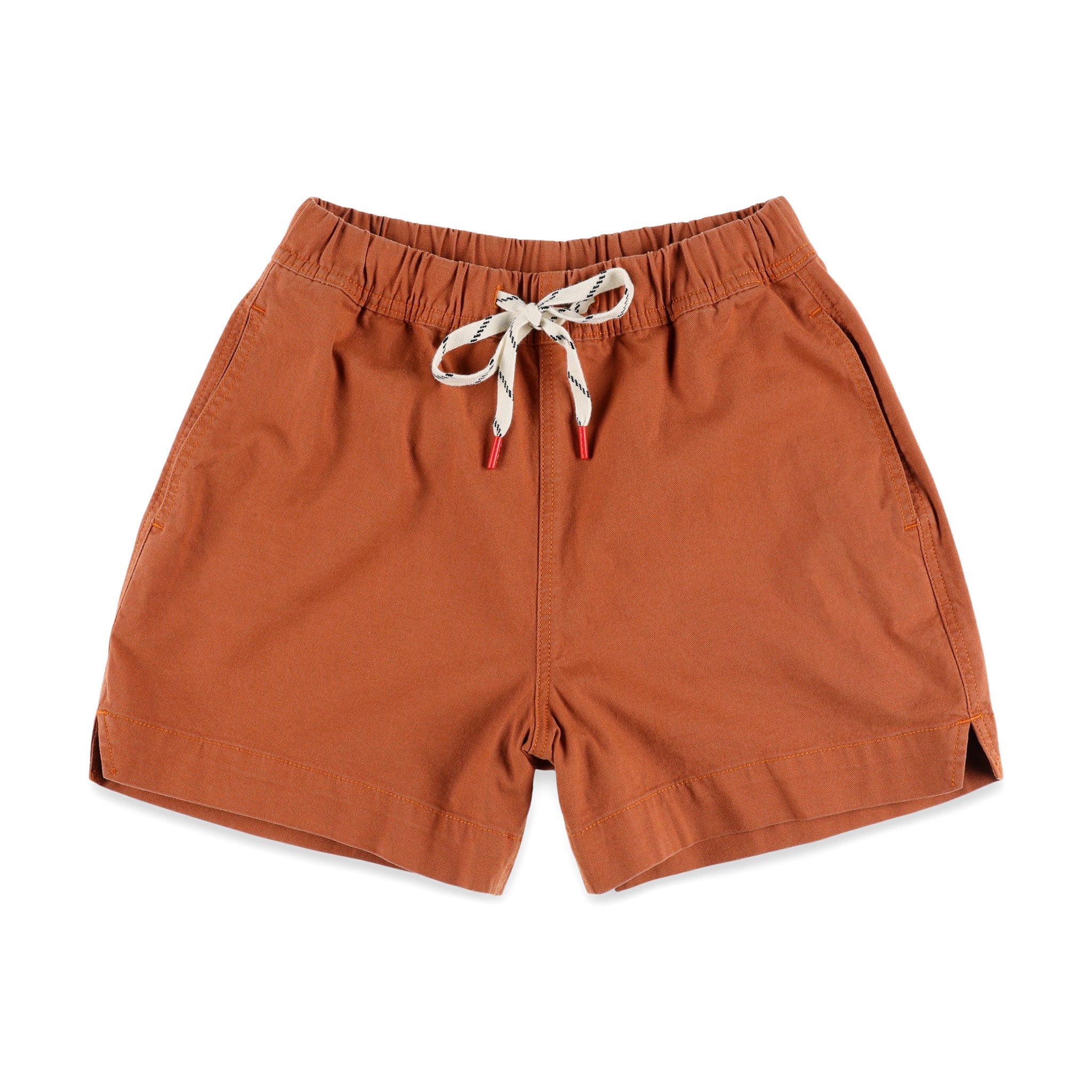 Topo Designs Damen Kordelzug Dirt Shorts aus 100% Bio-Baumwolle "Brick" orange.