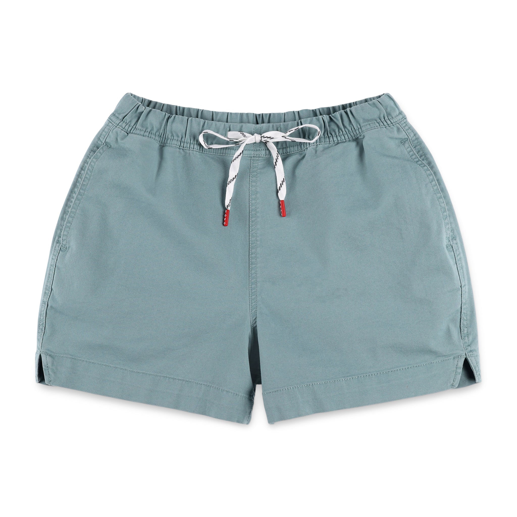 Topo Designs Damen Kordelzug Dirt Shorts aus 100% Bio-Baumwolle "Sage" blau grün.