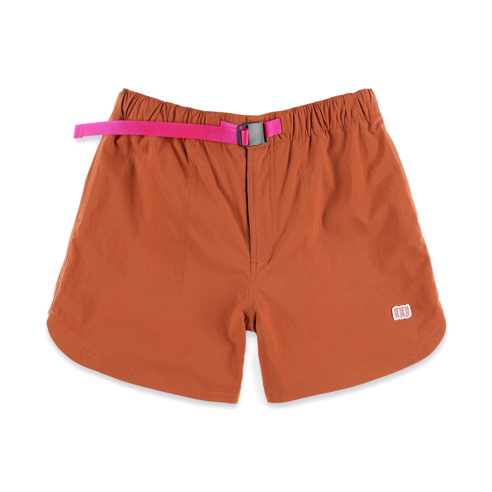 Topo Designs Damen River schnelltrocknende Badeshorts in "Brick" orange.