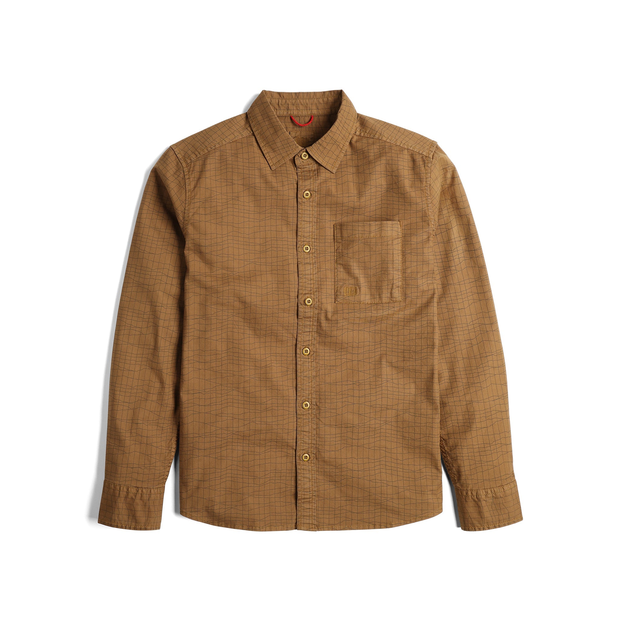 Vorderansicht des Topo Designs Dirt Desert Shirt - Herren  in "Dark Khaki Terrain"