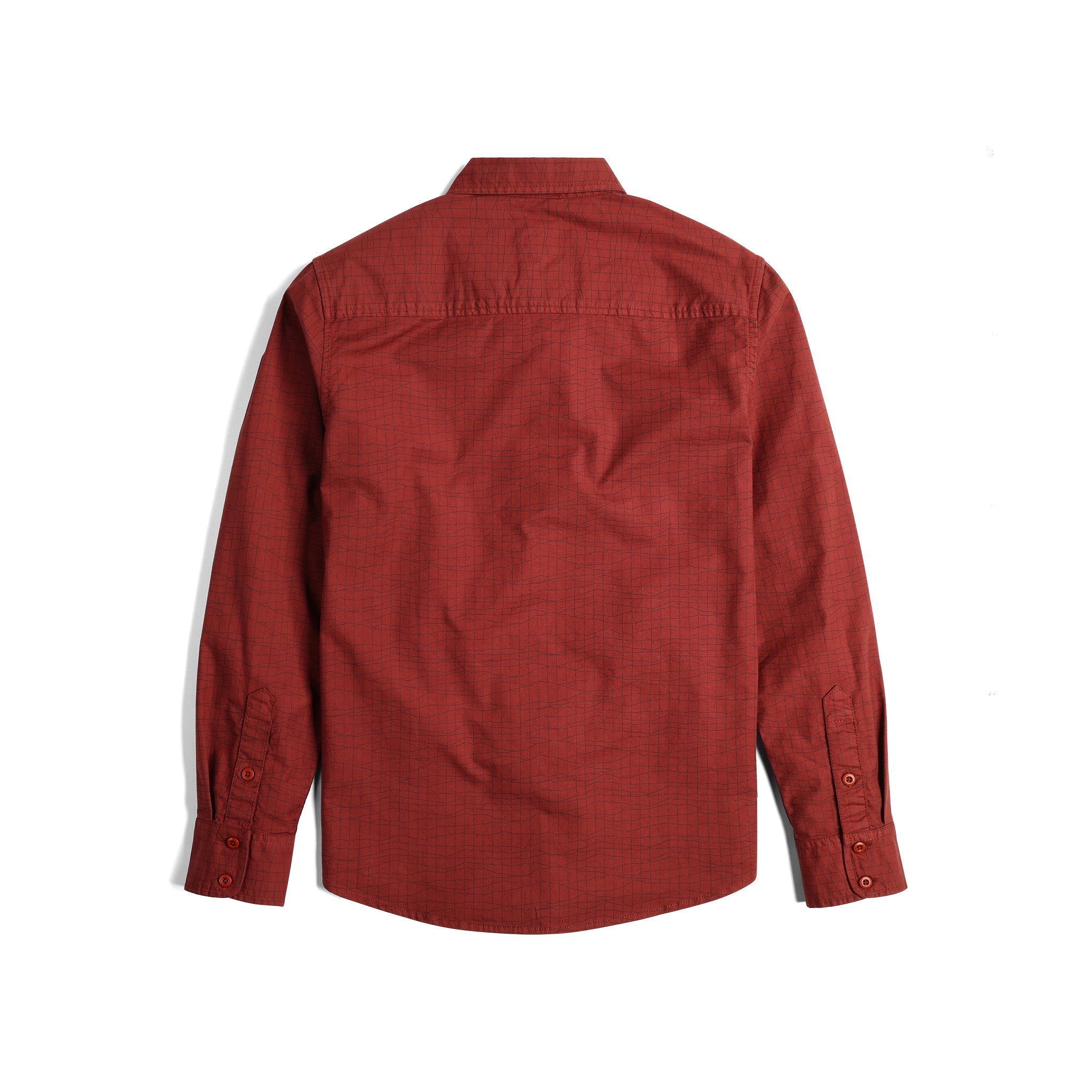 Rückenansicht des Topo Designs Dirt Desert Shirt - Herren  in "Fire Brick Terrain"