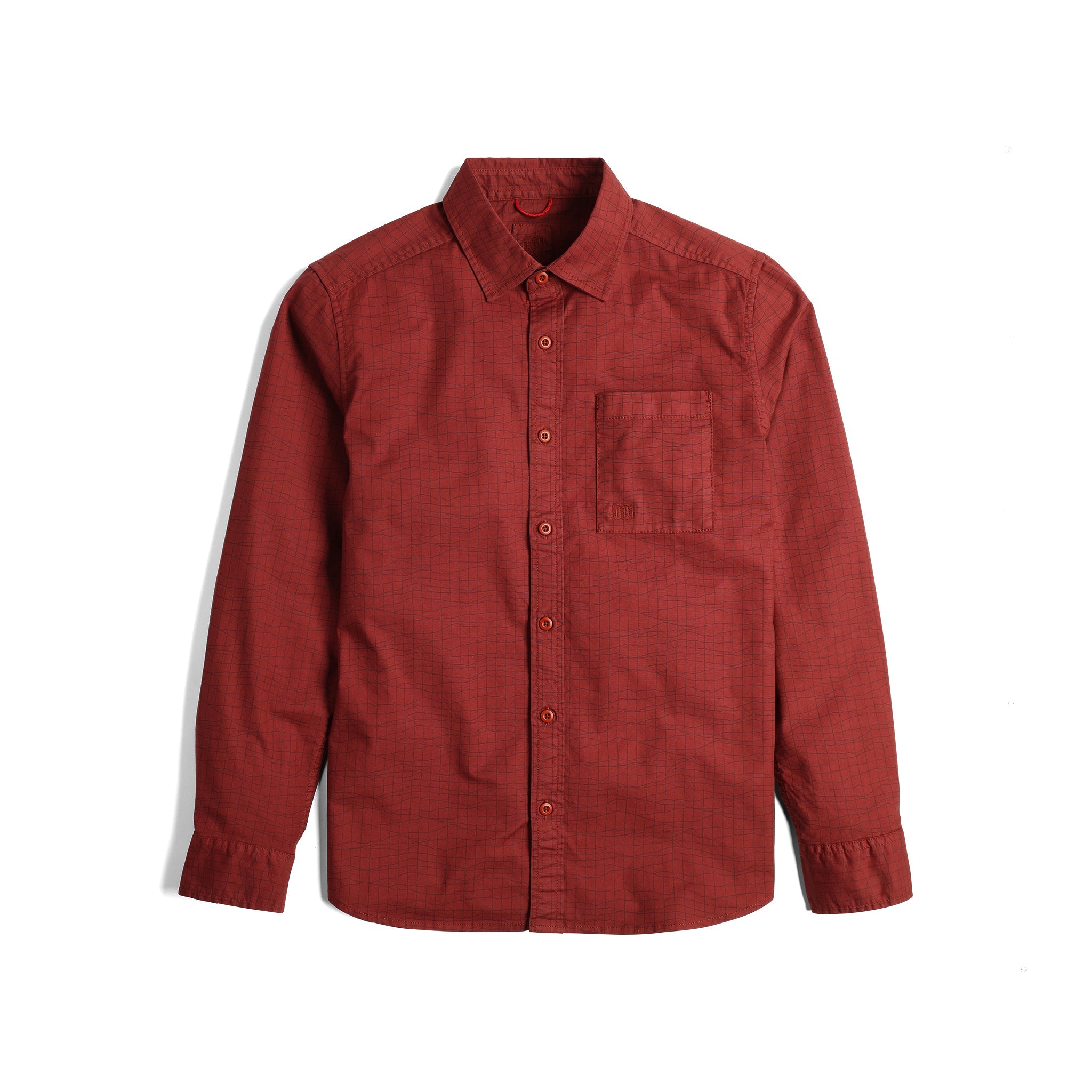 Vorderansicht des Topo Designs Dirt Desert Shirt - Herren  in "Fire Brick Terrain"