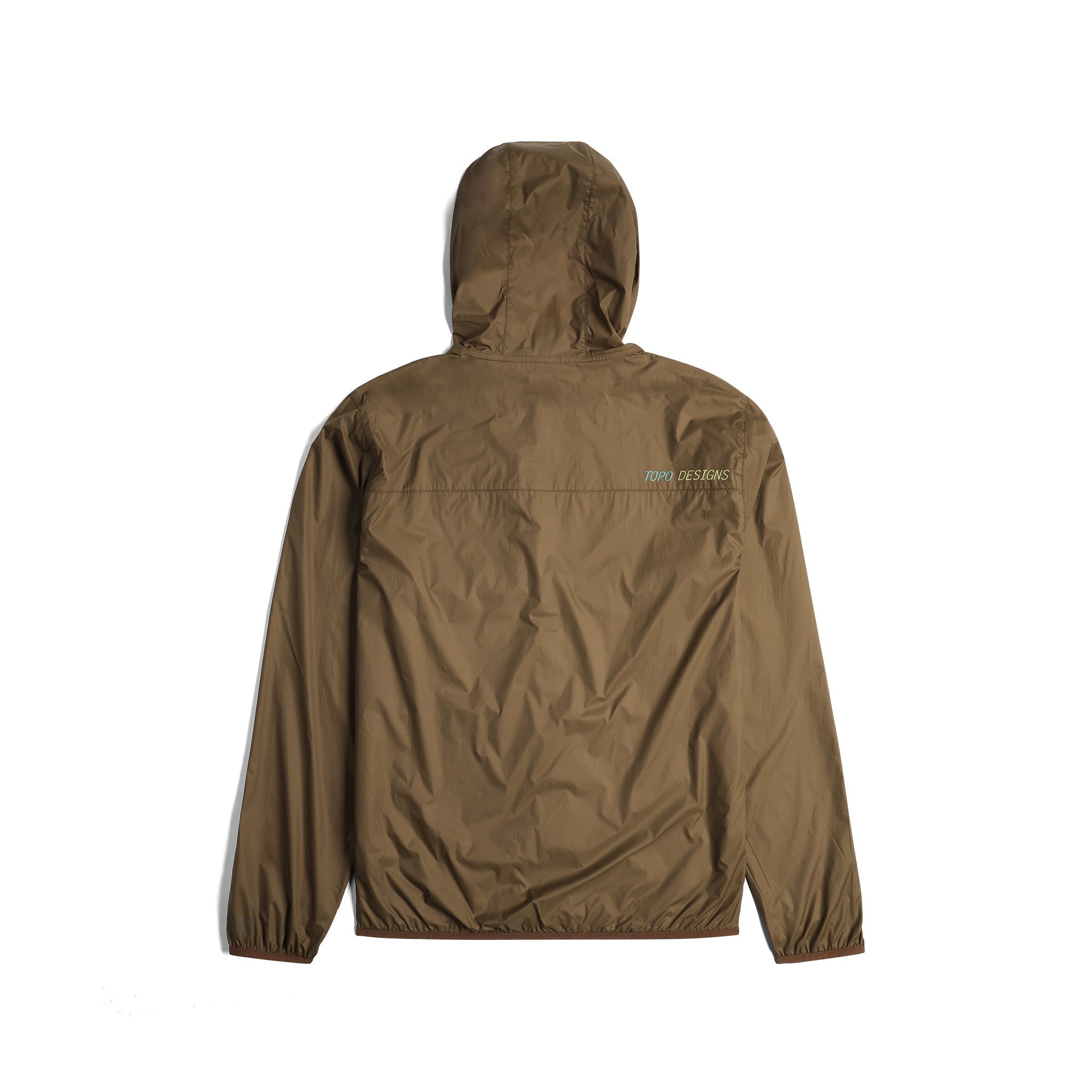 Rückansicht der Topo Designs Global Ultralight Packable Jacket - Herren in "Desert Palm"