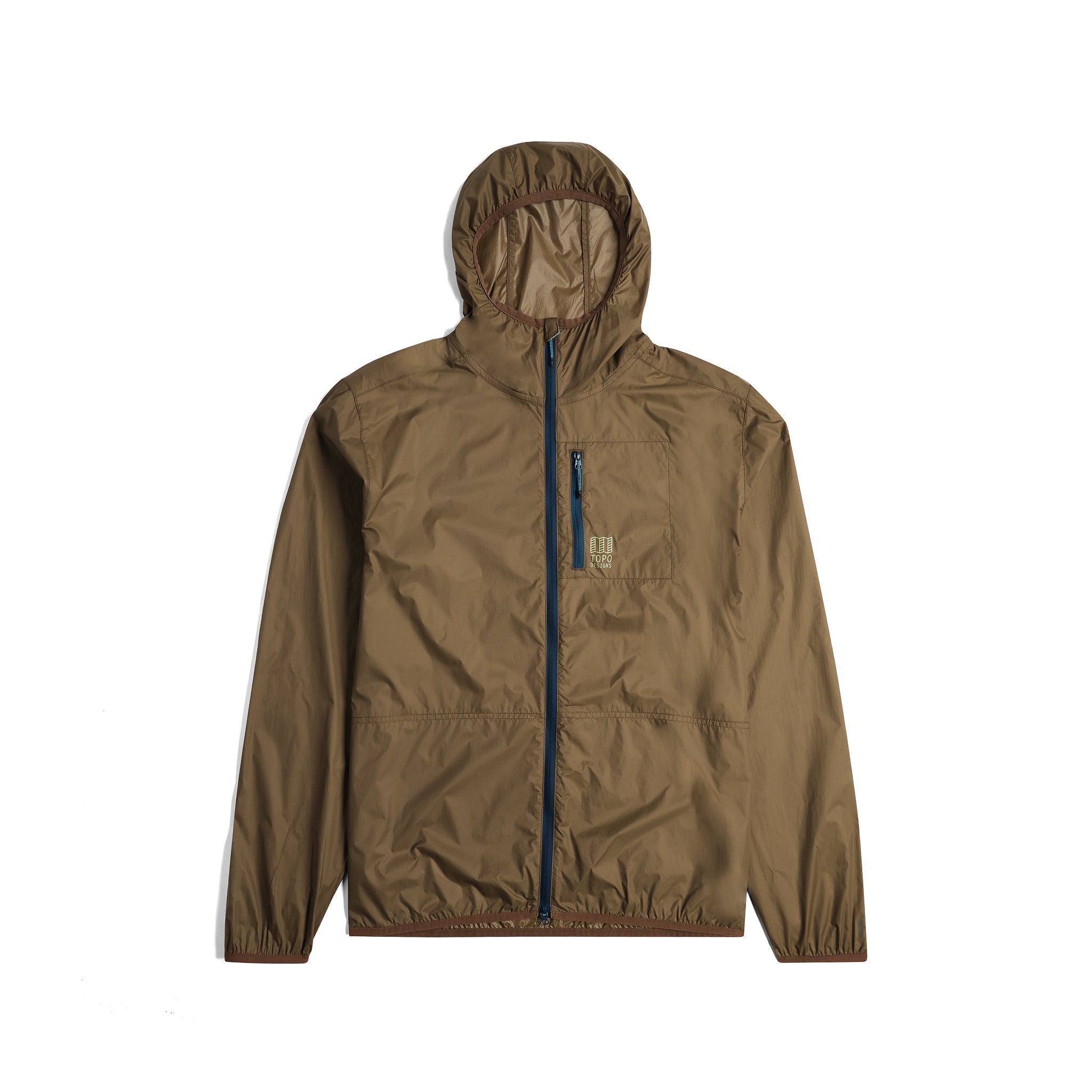 Vorderansicht der Topo Designs Global Ultralight Packable Jacket - Herren in "Desert Palm"