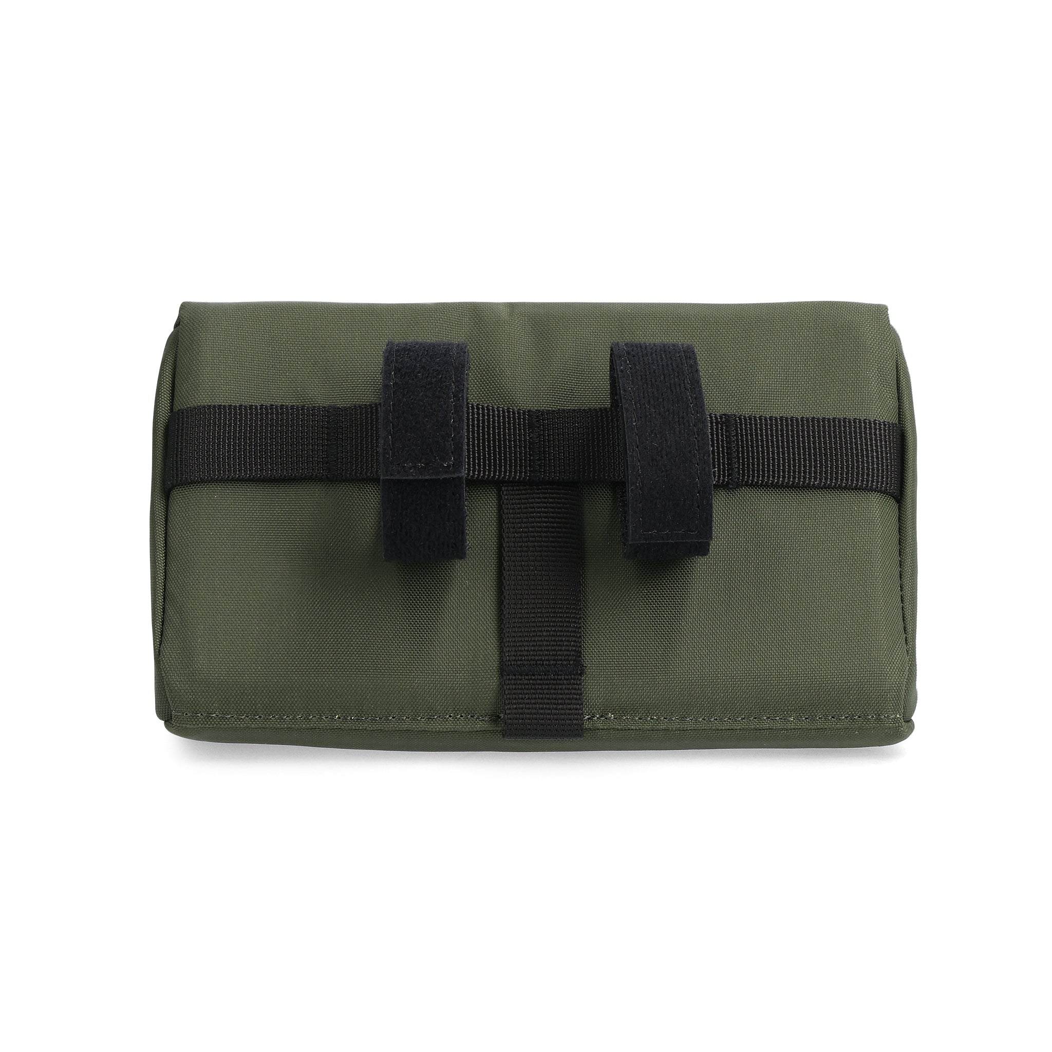 Rückansicht der Topo Designs Fahrradtasche Mini in "Olive / Hanf"