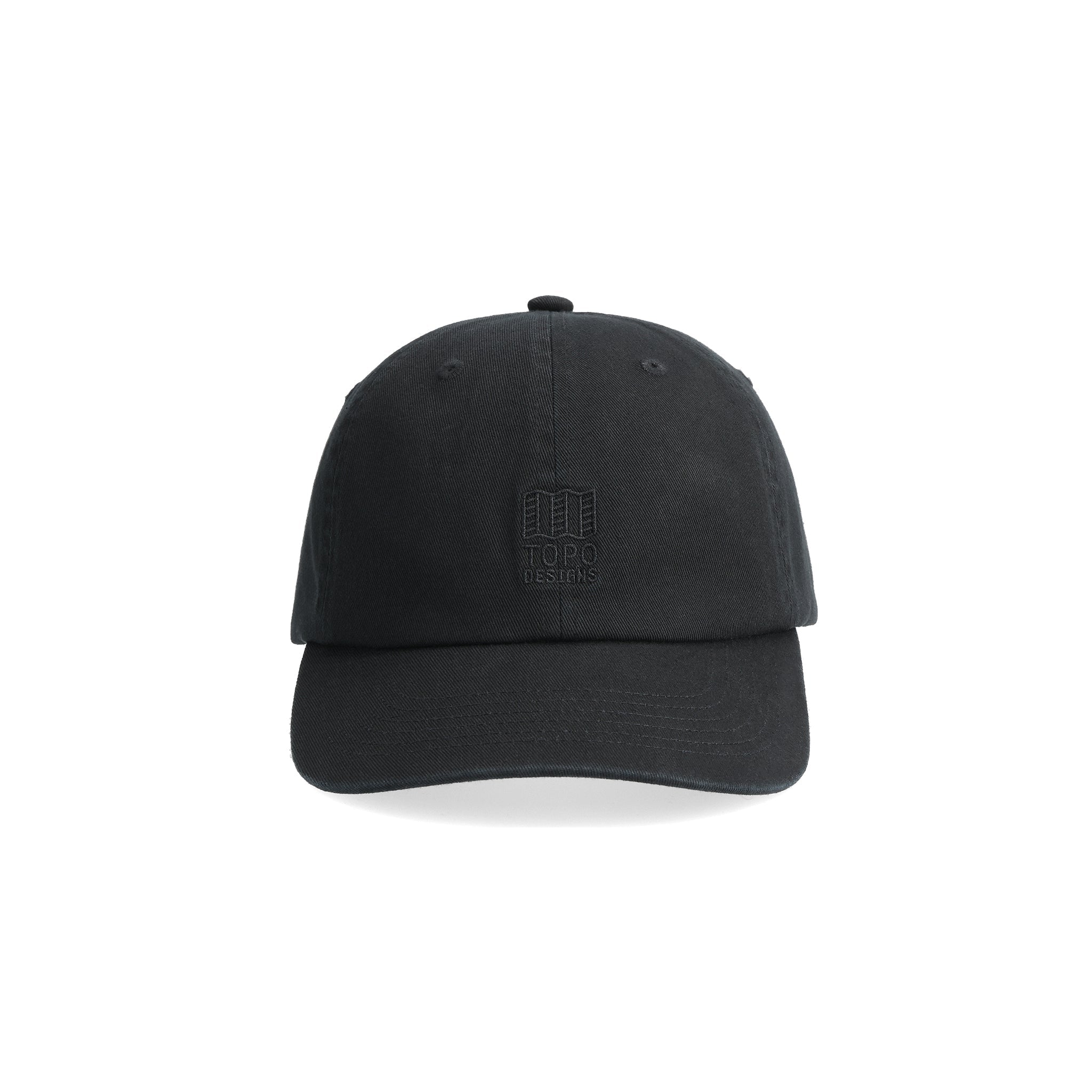 Frontansicht der Topo Designs Dirt Ballcap in "Schwarz"