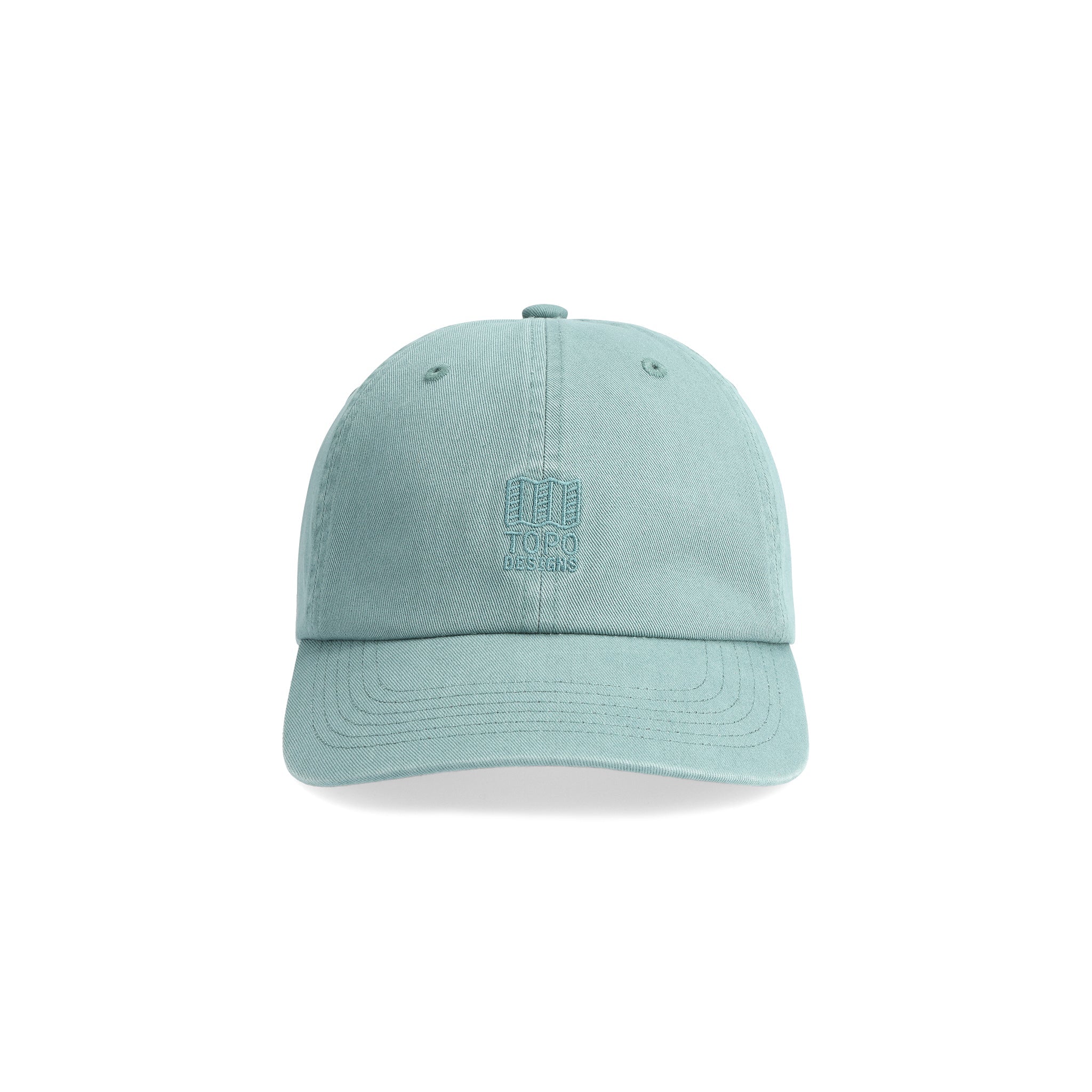 Vorderansicht der Topo Designs Dirt Ballcap in "Sea Pine"