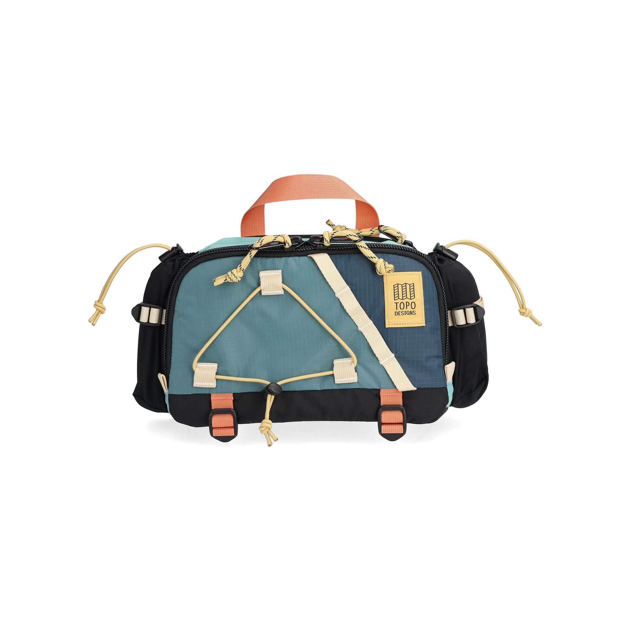 Frontansicht des Topo Designs Mountain Hydro Hip Pack in "Geode Green / Sea Pine"