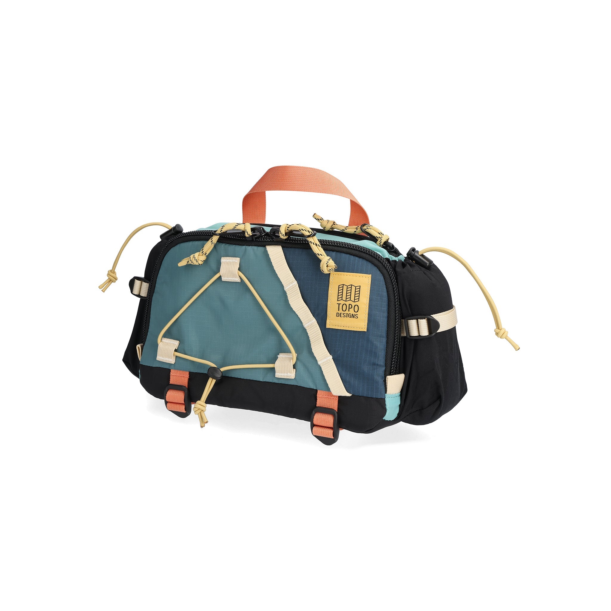 Frontansicht des Topo Designs Mountain Hydro Hip Pack in "Geode Green / Sea Pine"