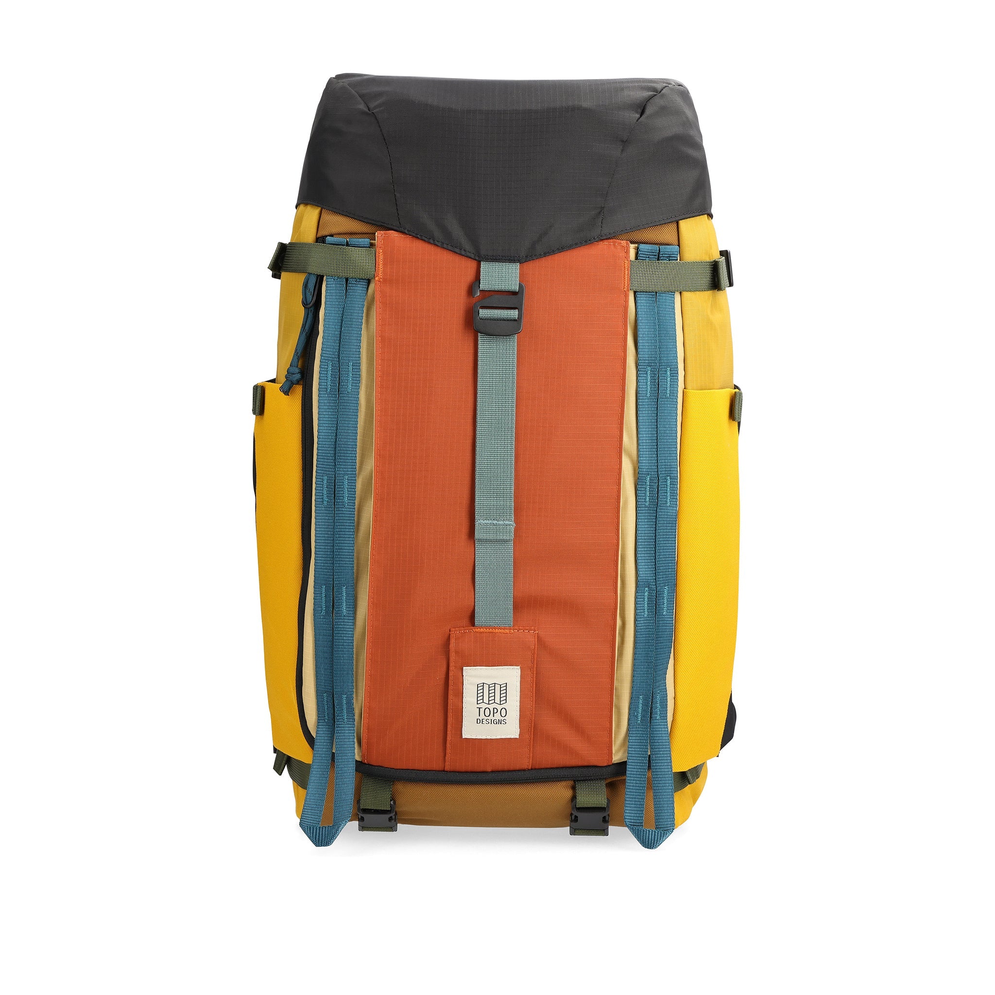 Frontansicht des Topo Designs Mountain Pack 28L in "Senf / Schwarz"