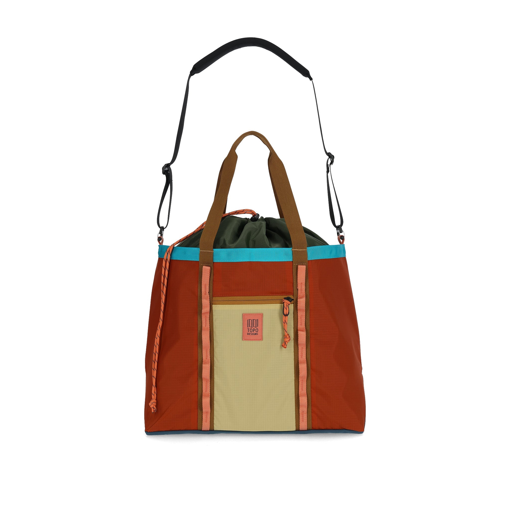 Vorderansicht der Topo Designs Mountain Utility Tote in "Lehm / Hanf"