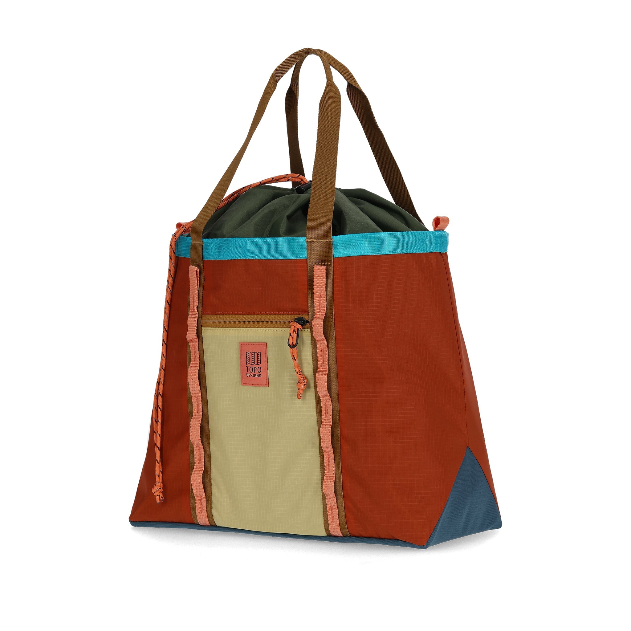 Vorderansicht der Topo Designs Mountain Utility Tote in "Lehm / Hanf"