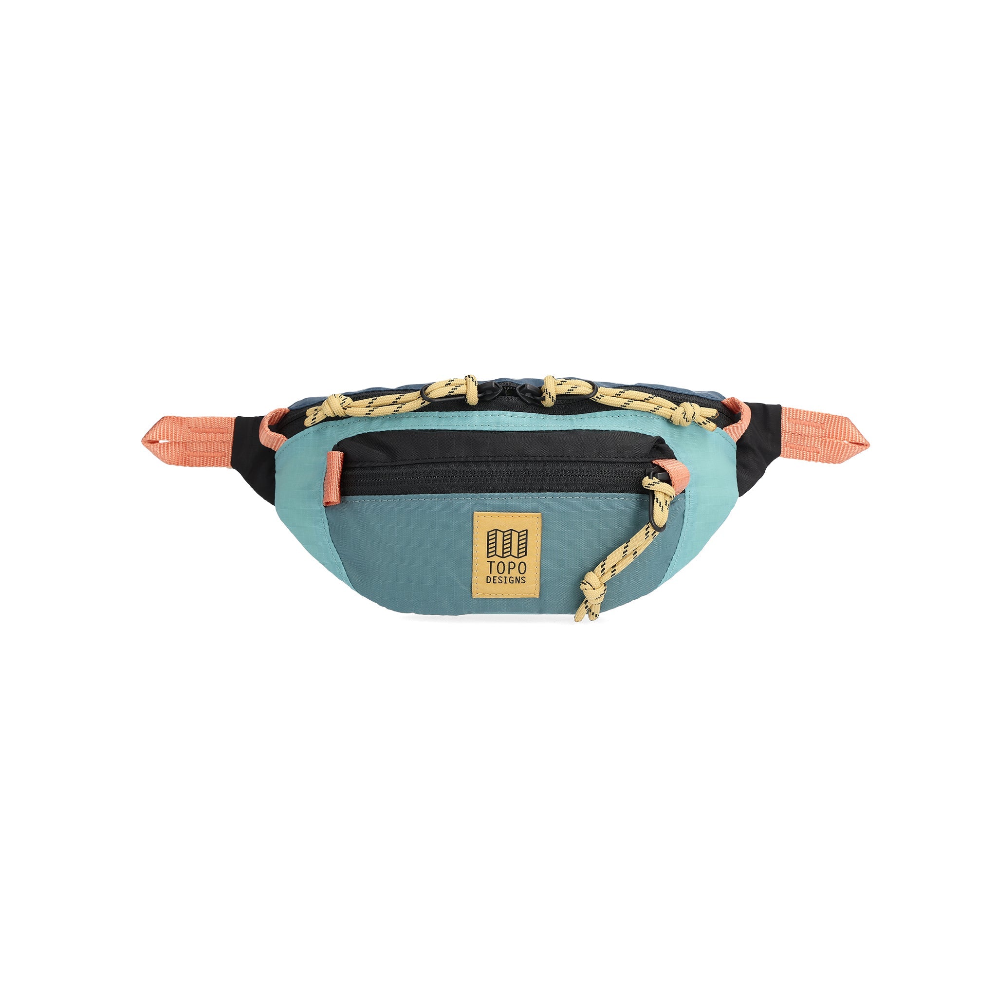 Frontansicht des Topo Designs Mountain Waist Pack in "Geode Green / Sea Pine"