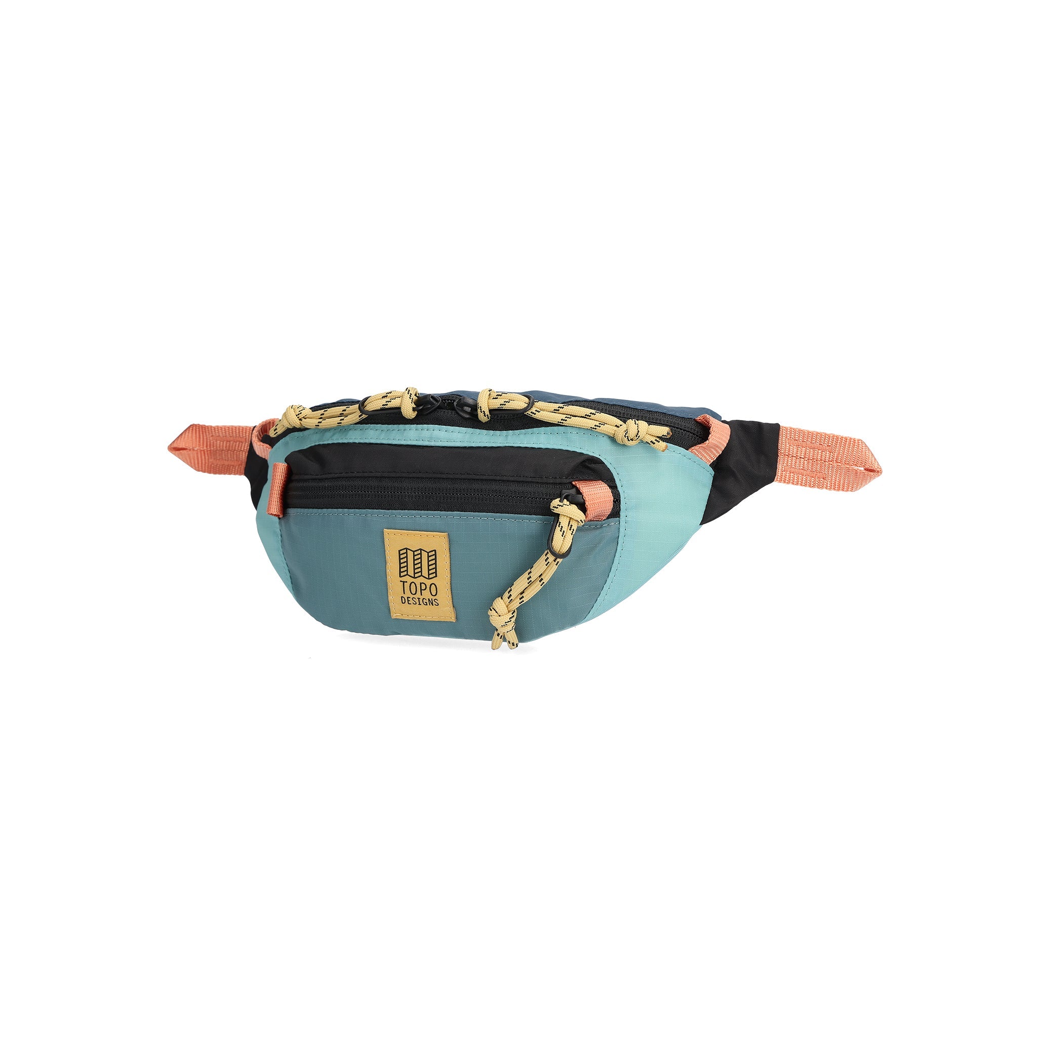 Frontansicht des Topo Designs Mountain Waist Pack in "Geode Green / Sea Pine"