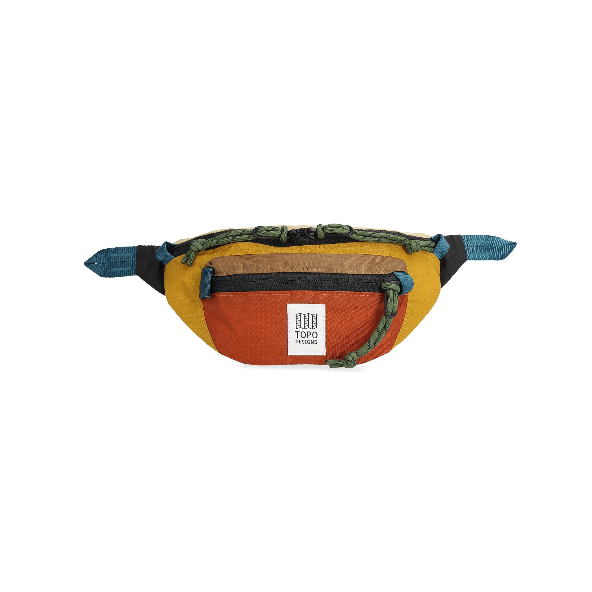 Frontansicht des Topo Designs Mountain Waist Pack in "Senf / Lehm"