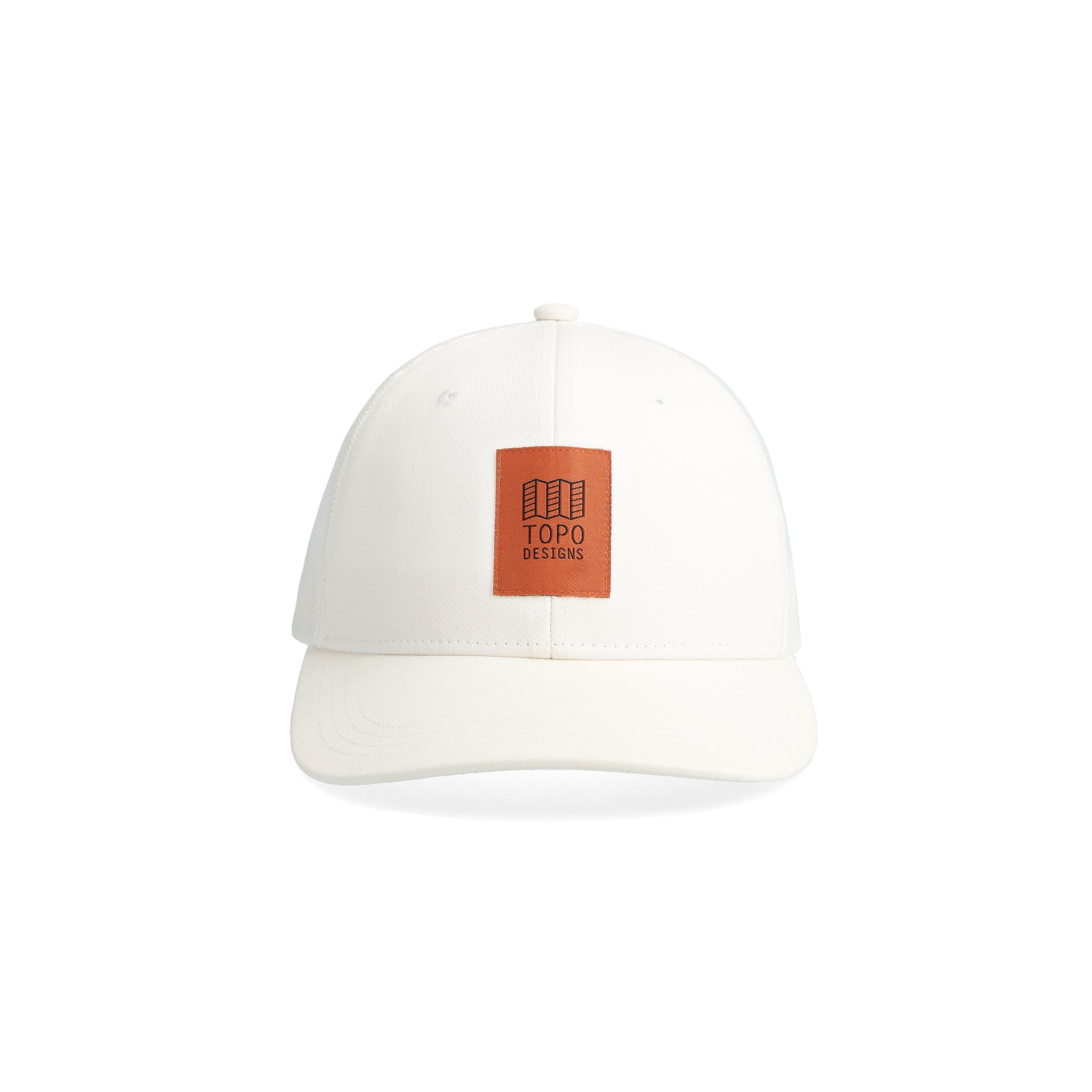 Frontansicht der Topo Designs Topo Trucker Hat - Original Logo in "Bone White"