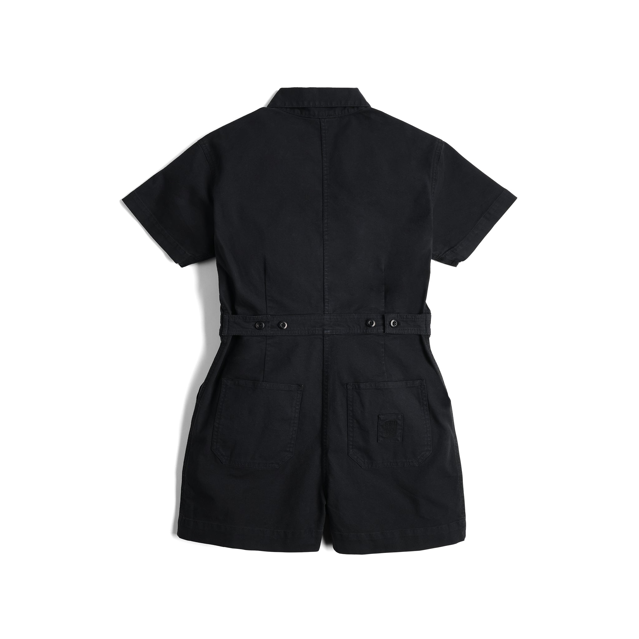 Rückenansicht des Topo Designs Dirt Romper - Damen in "Black"