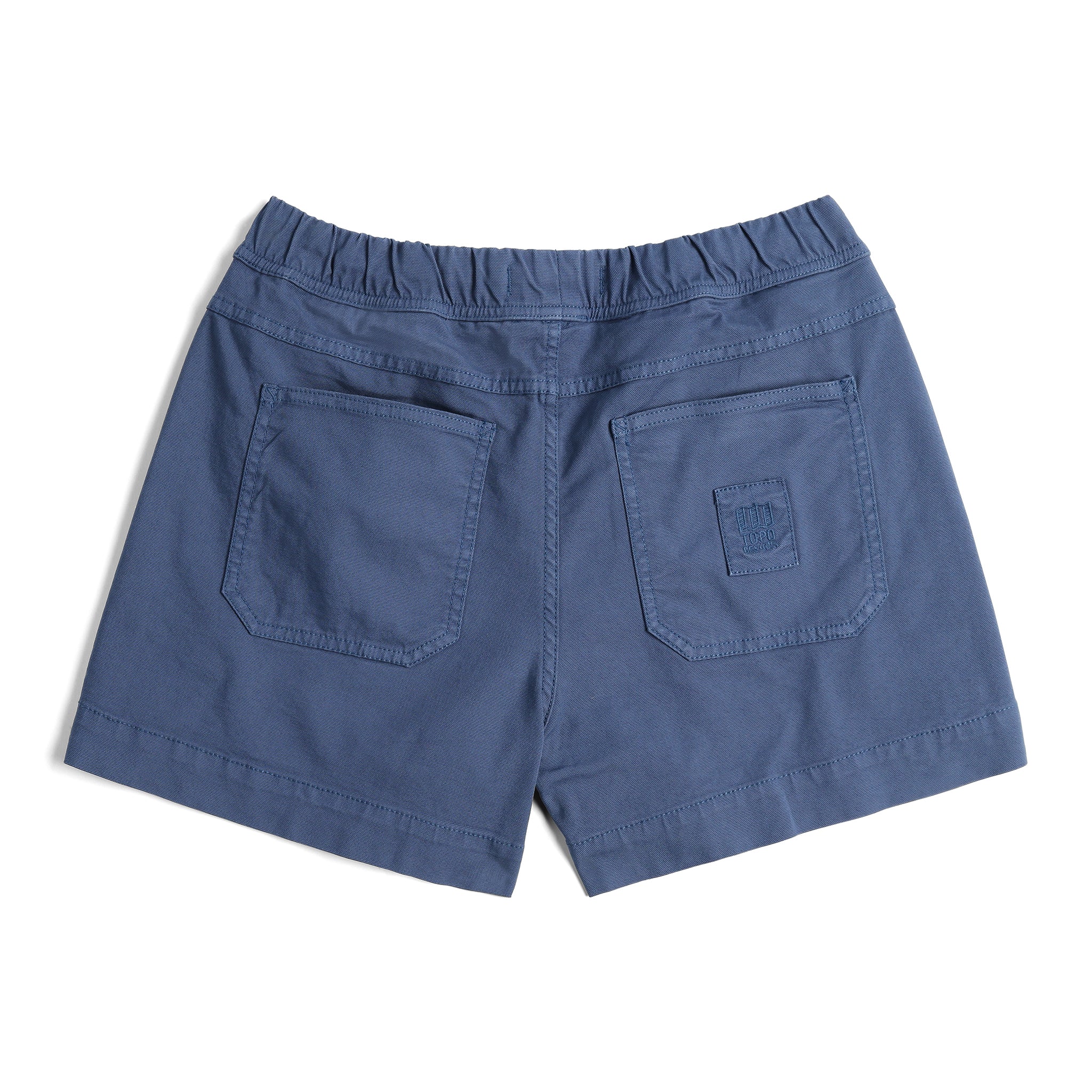 Rückansicht der Topo Designs Dirt Shorts - Damen in "Dark Denim"