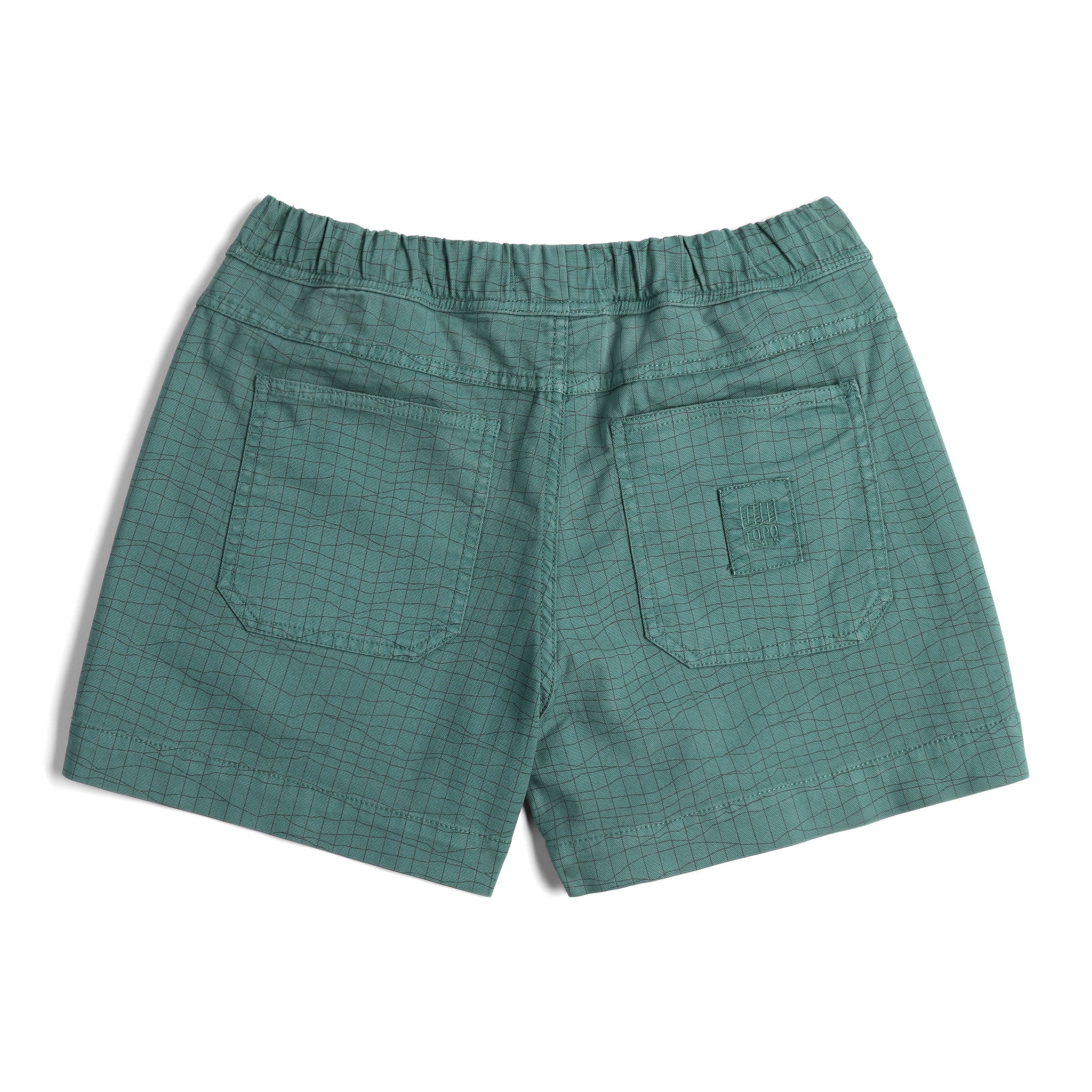 Rückansicht der Topo Designs Dirt Shorts - Damen in "Sea Pine Terrain"