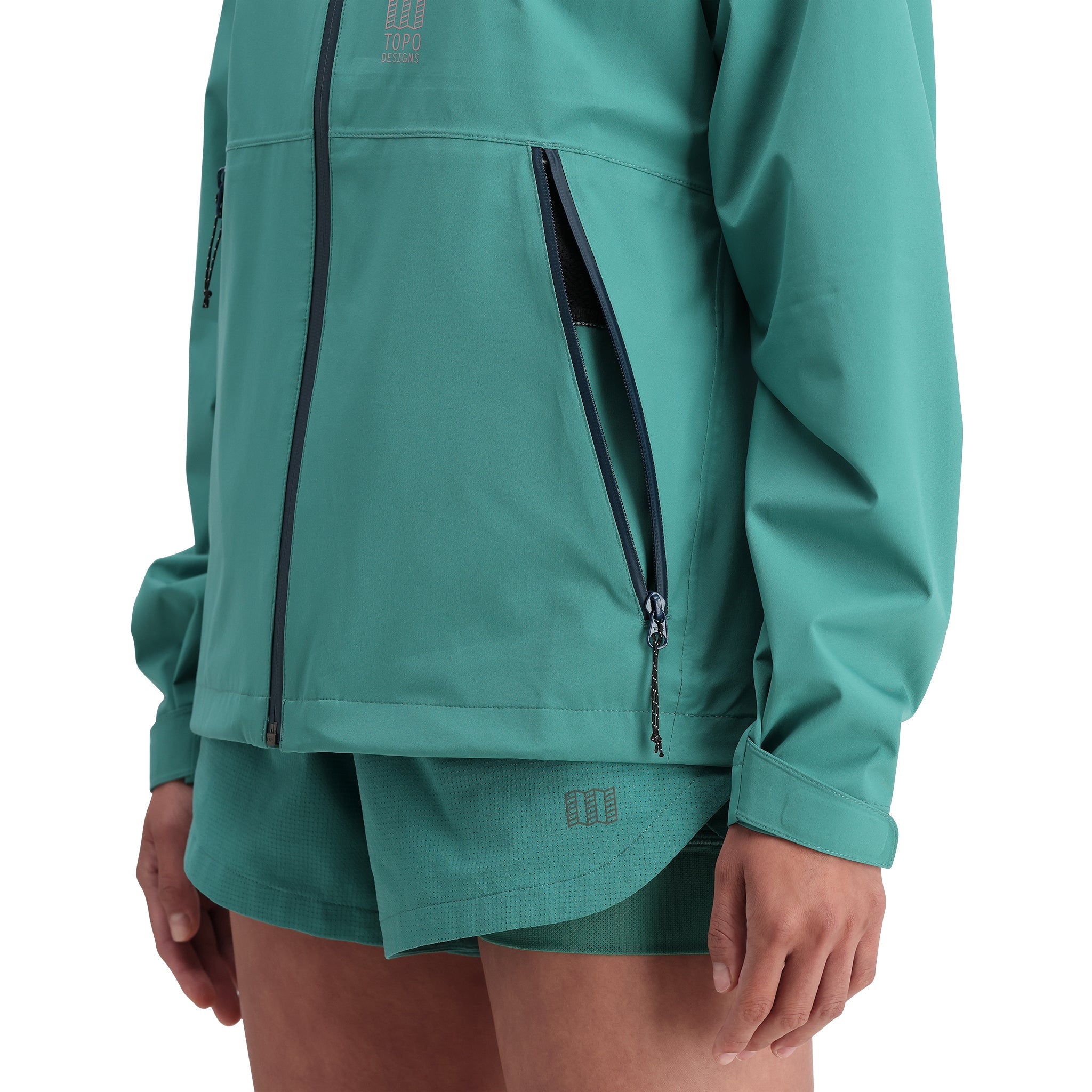 Detailaufnahme der Topo Designs Global Jacket - Damen in "Caribbean"