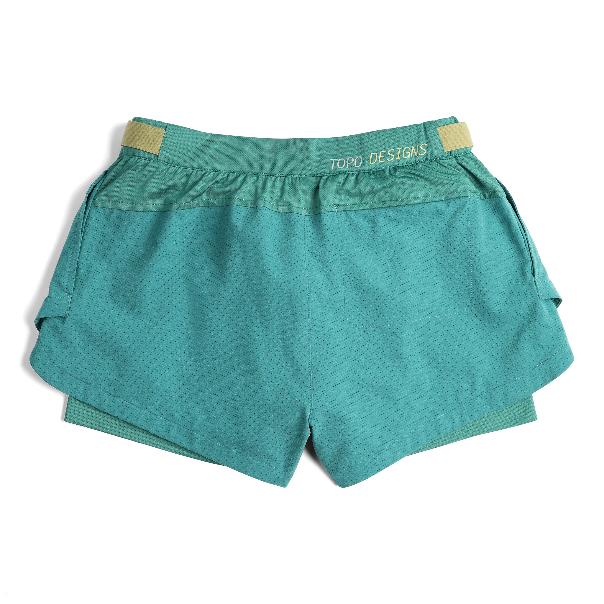 Rückenansicht der Topo Designs Global Trek Shorts - Damen in "Caribbean"