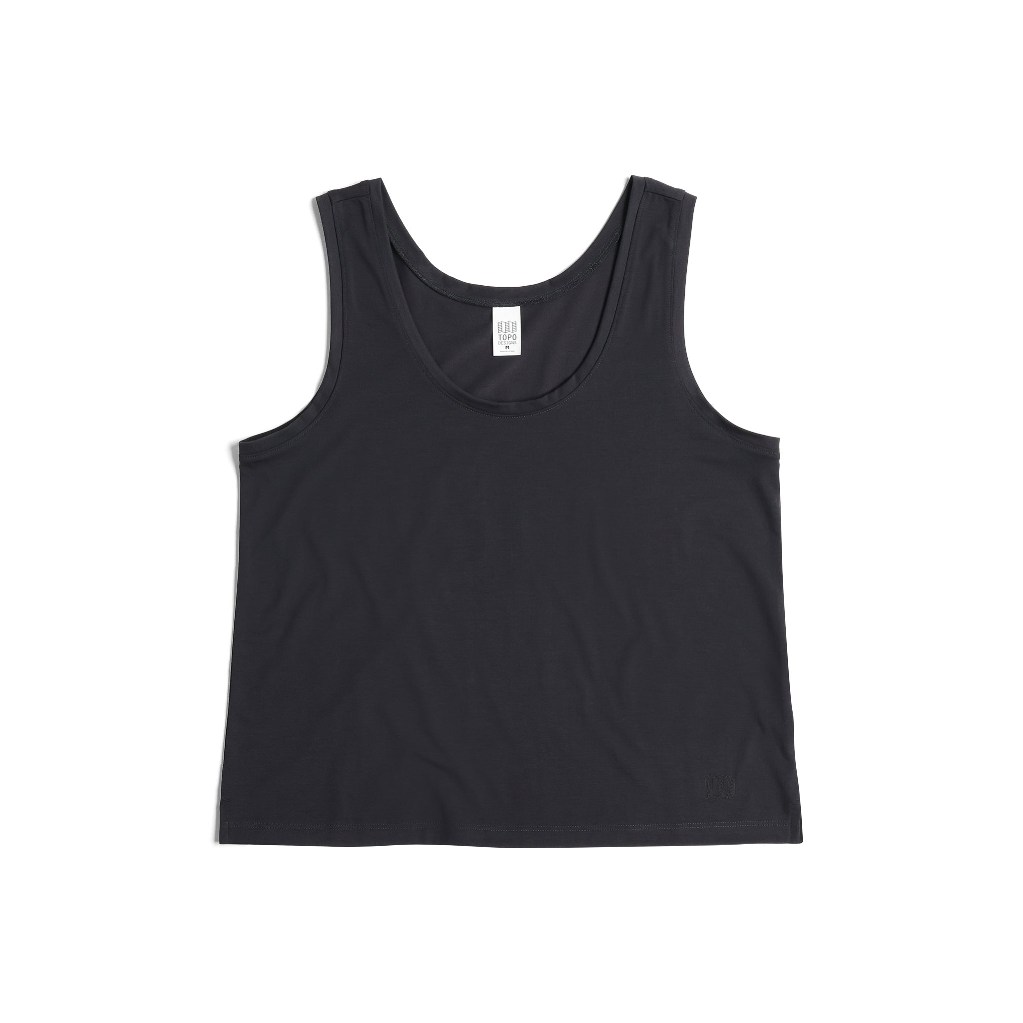 Vorderansicht des Topo Designs Global Flip Reverse Tek Tank - Damen in "Black"