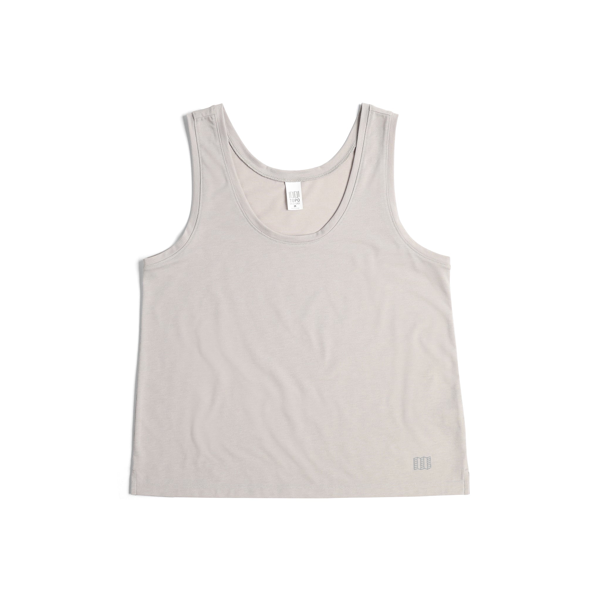 Vorderansicht des Topo Designs Global Flip Reverse Tek Tank - Damen in "Light Gray"