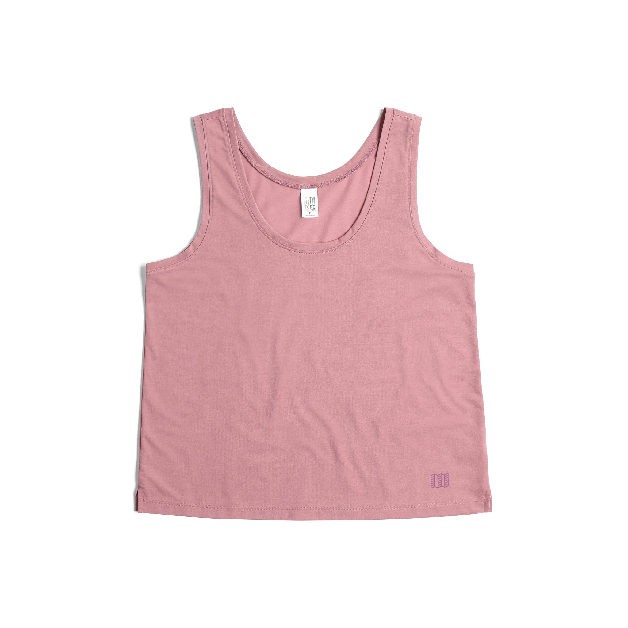 Vorderansicht des Topo Designs Global Flip Reverse Tek Tank - Damen in "Rose"