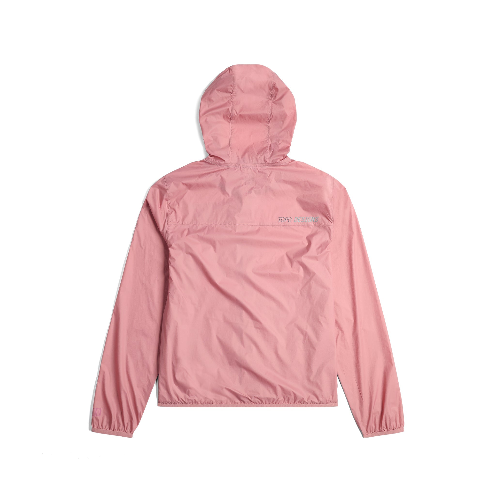 Rückansicht der Topo Designs Global Ultralight Packable Jacket - Damen in "Rose"