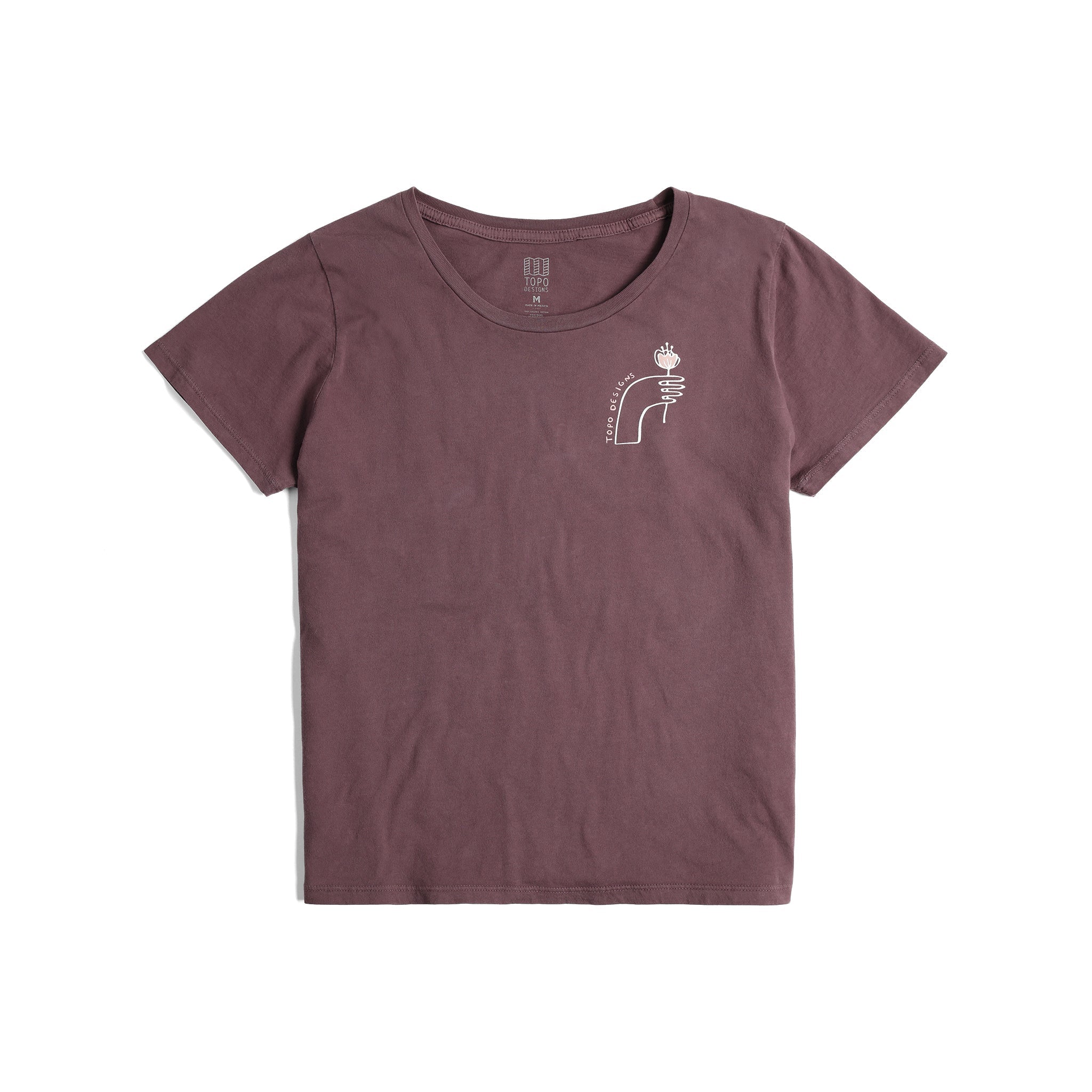 Rückansicht des Topo Designs Meadow Tee - Damen in "Peppercorn"