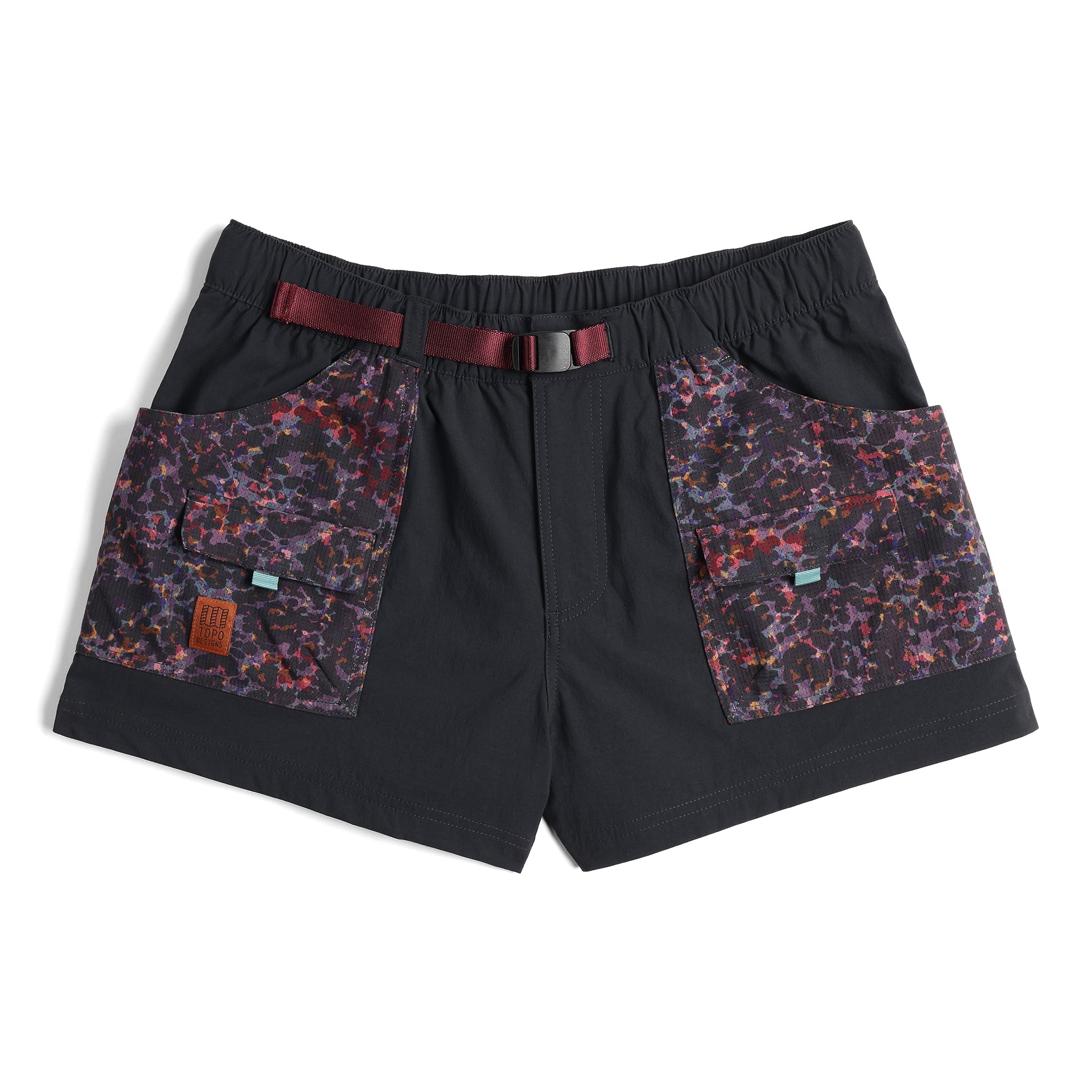 Vorderansicht der Topo Designs Retro River Shorts - Damen in "Black / Meteor"