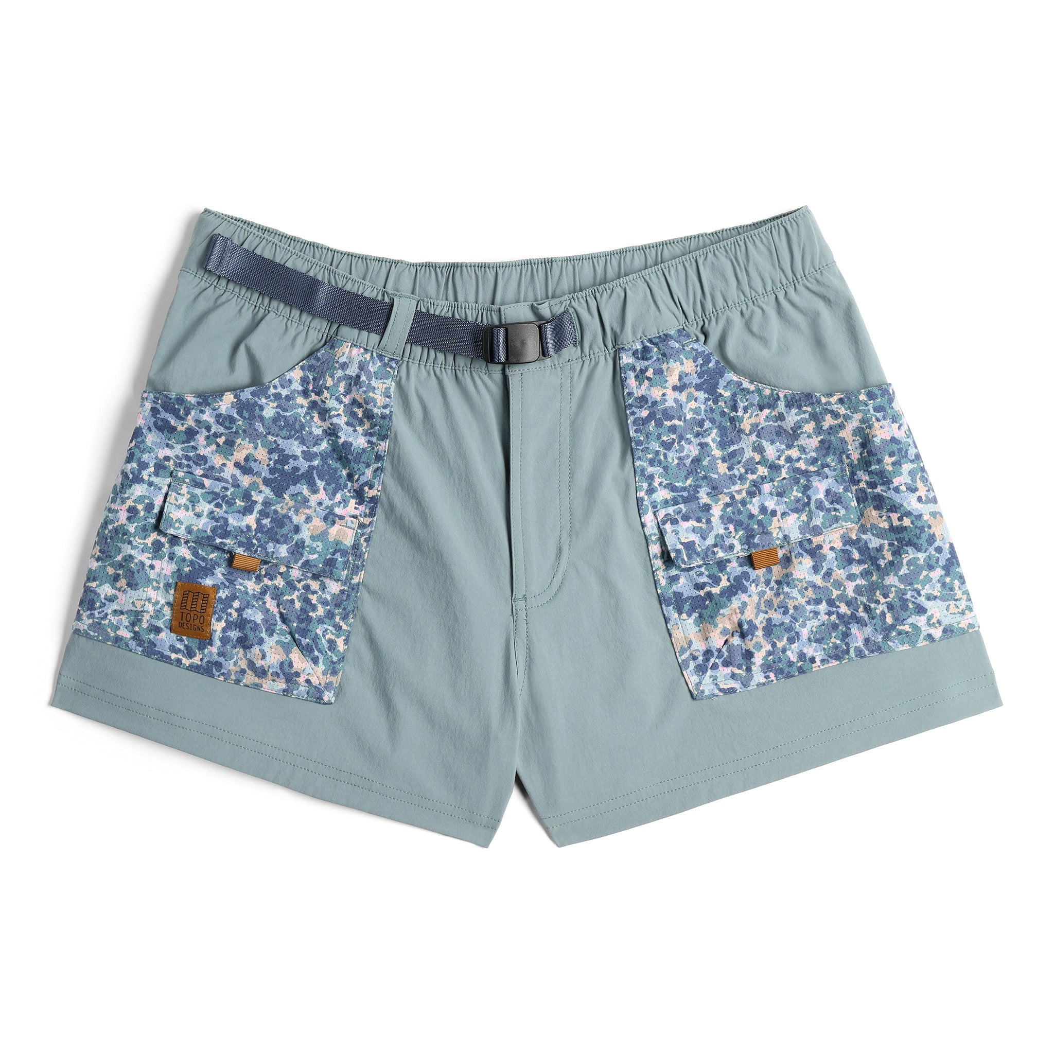 Vorderansicht der Topo Designs Retro River Shorts - Damen in "Slate / Meteor"