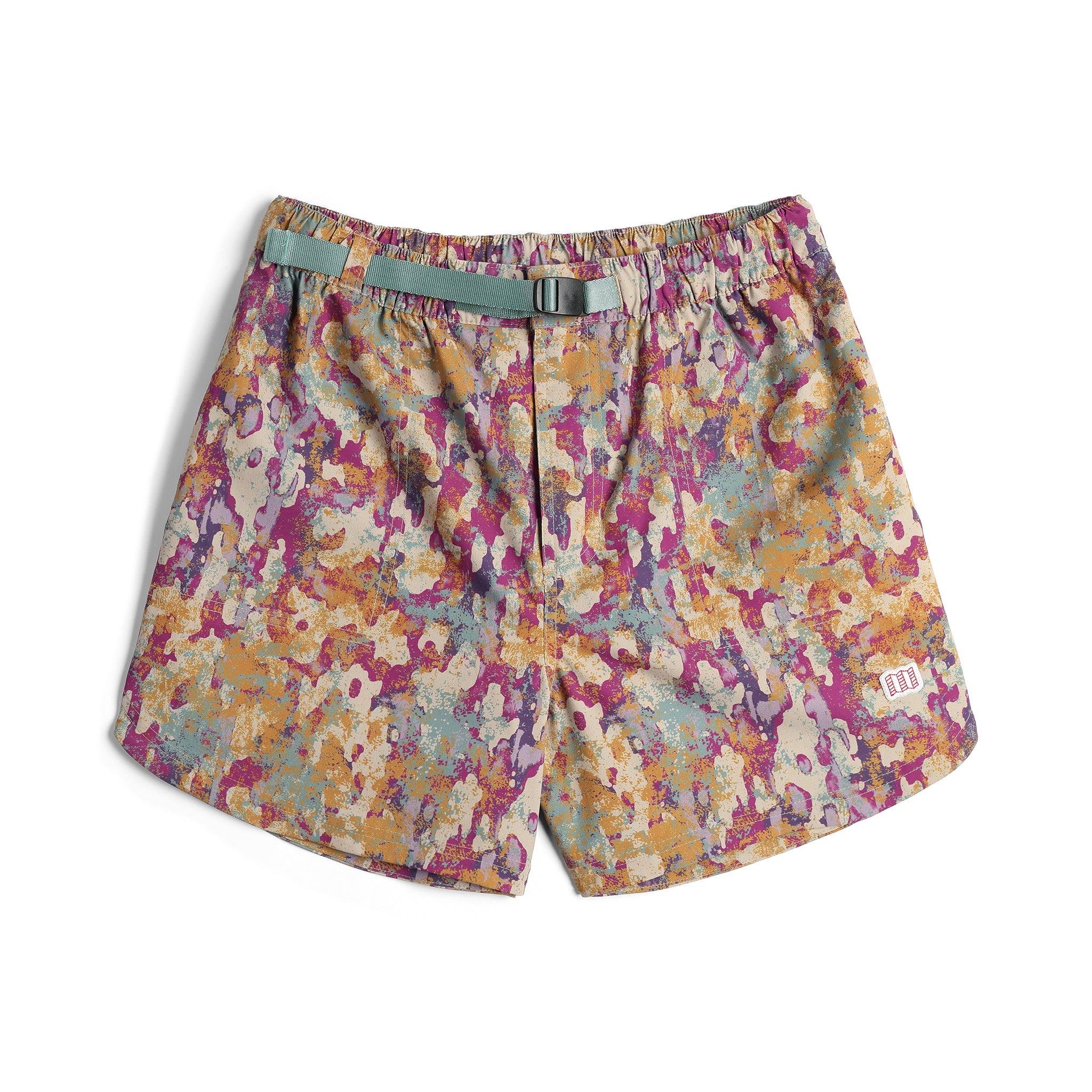 Vorderansicht der Topo Designs River Shorts - Damen in "Khaki Celestial"