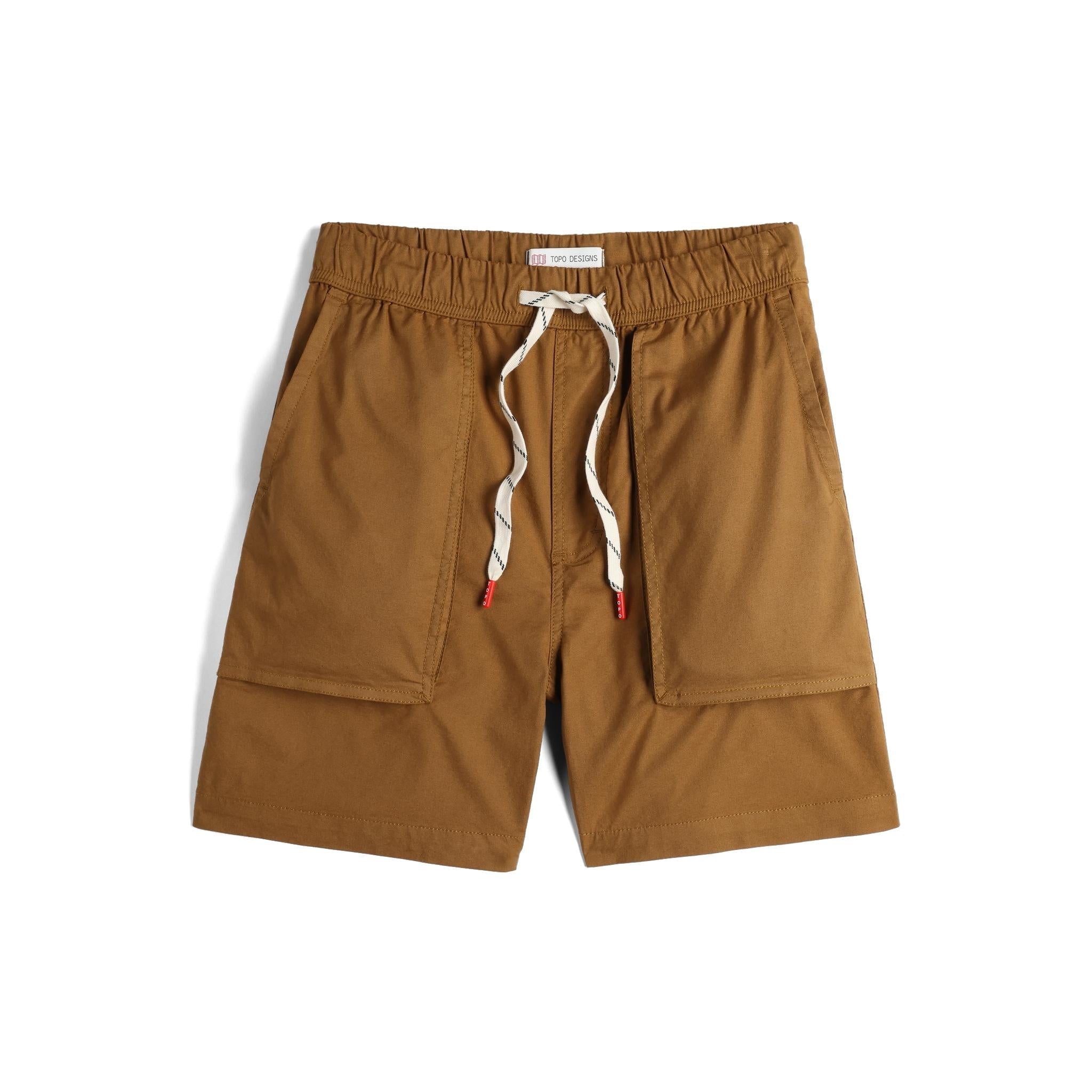 Vorderansicht der Topo Designs Desert Shorts - Herren in "Dark Khaki"