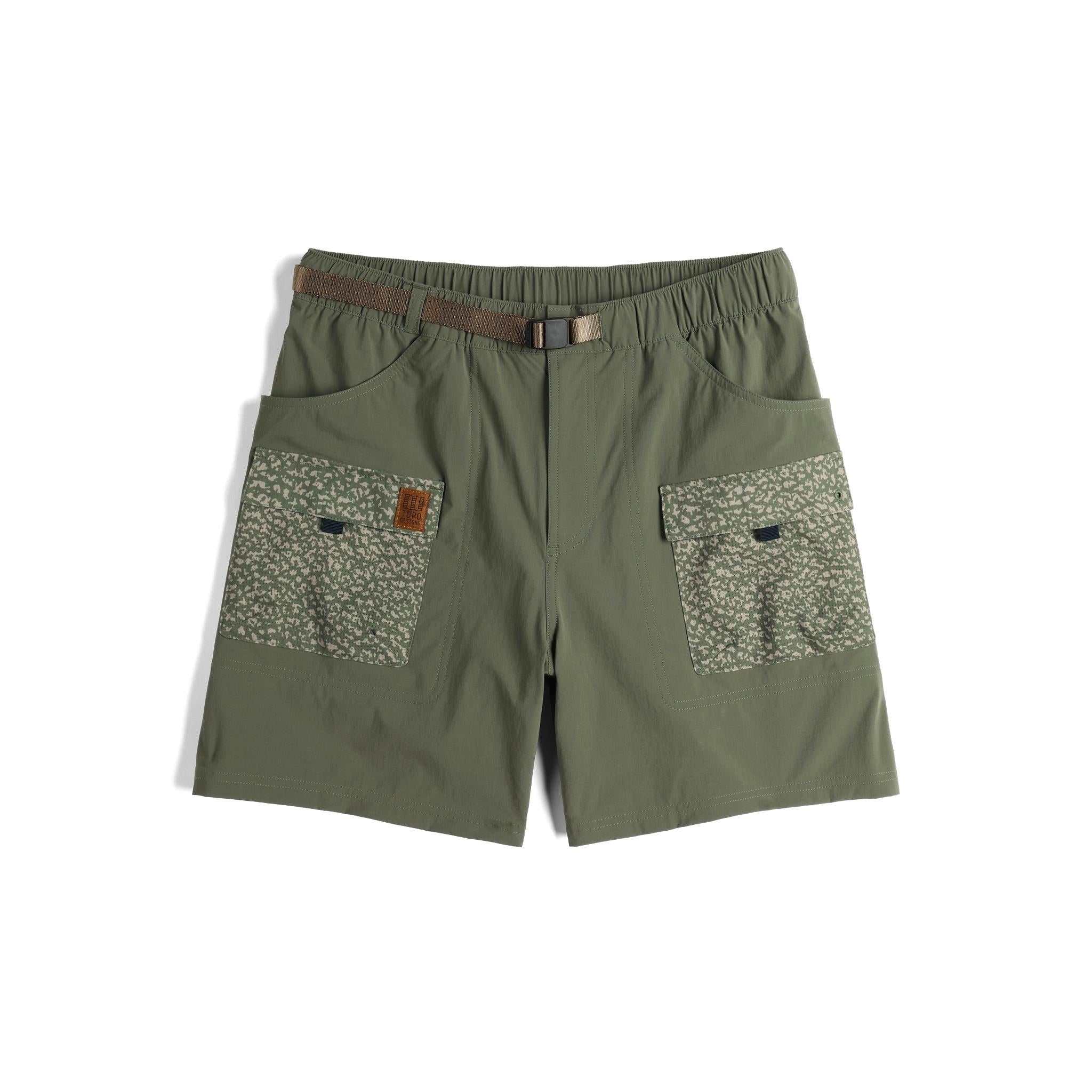 Vorderansicht der Topo Designs Retro River Shorts - Herren in "Beetle / Crackle"