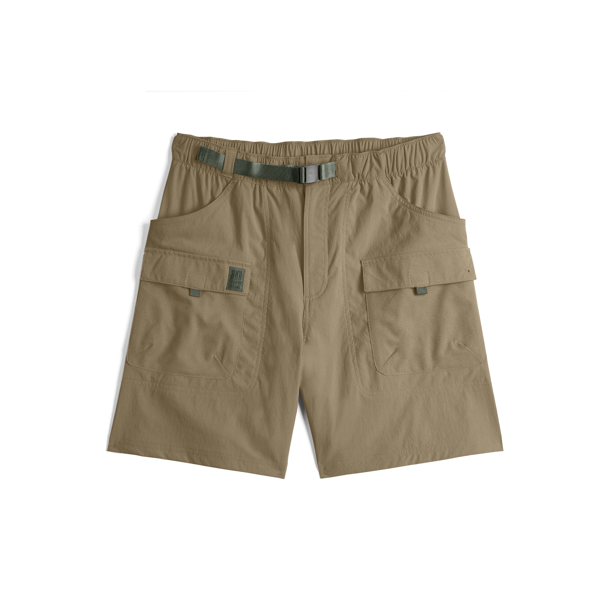 Vorderansicht der Topo Designs Retro River Shorts - Herren in "Elmwood"