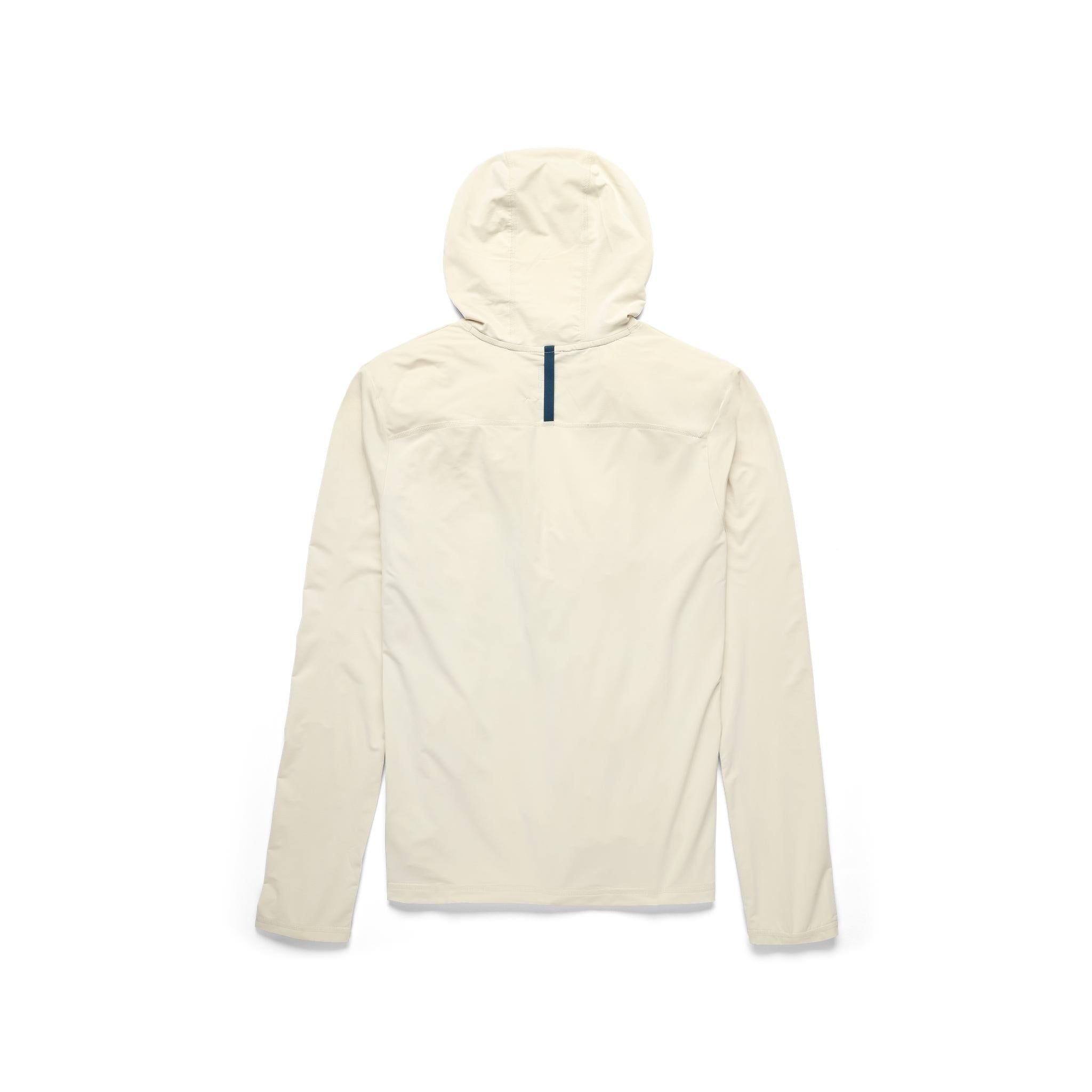 Rückenansicht des Topo Designs Sun Hoodie - Herren in "Bone White"