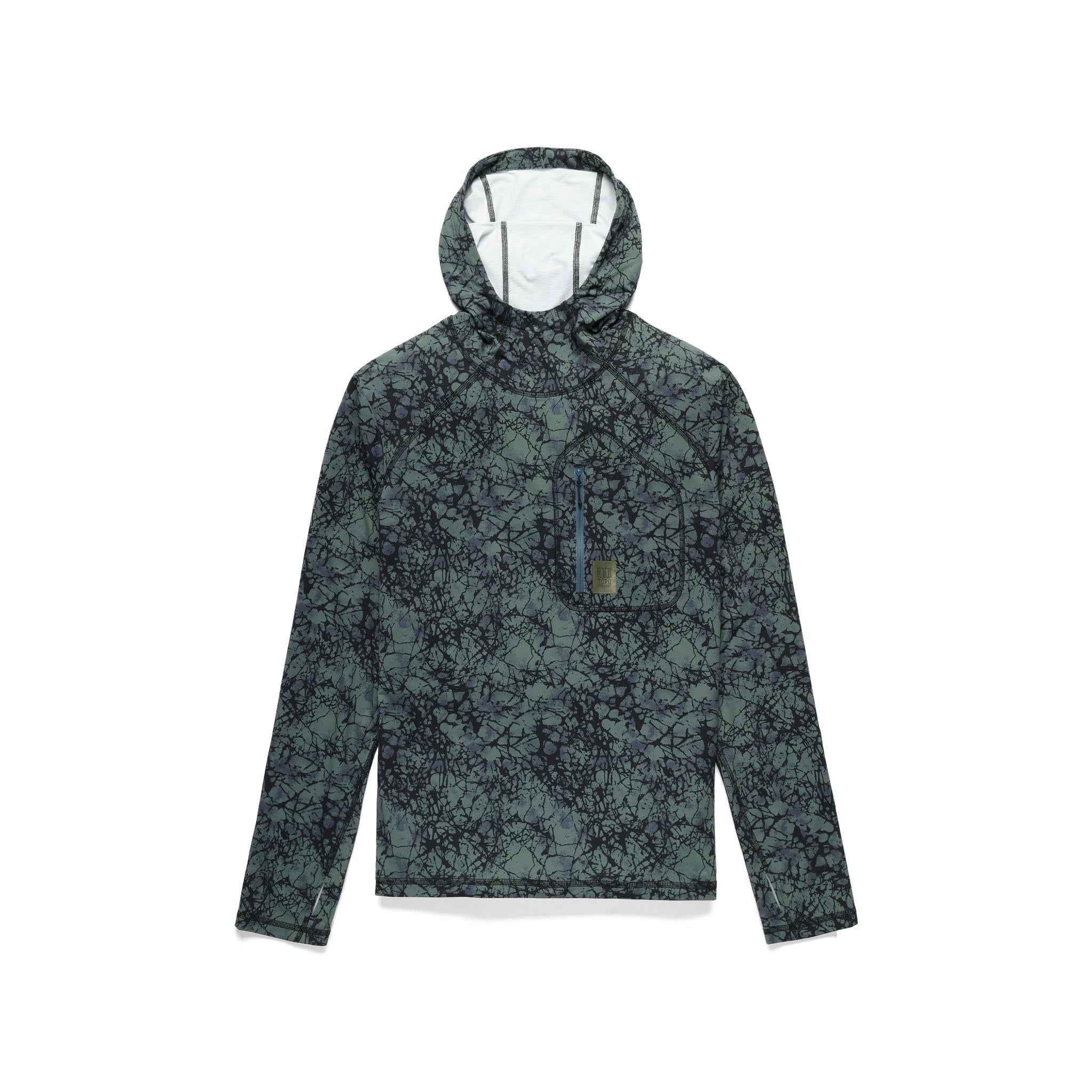 Vorderansicht des Topo Designs Sun Hoodie - Herren in "Synapse Black"